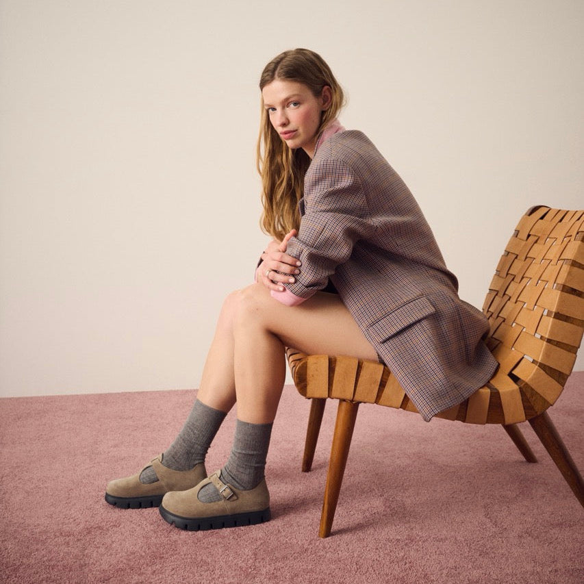 Papillio Paris Chunky gray taupe suede by Birkenstock