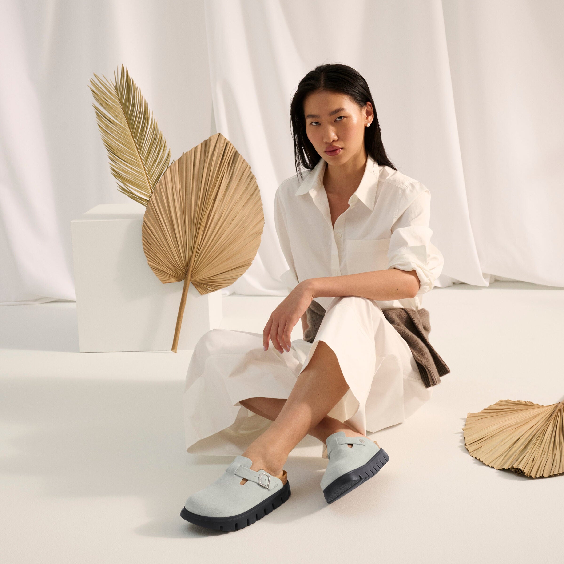 Papillio Boston Chunky pure sage suede by Birkenstock