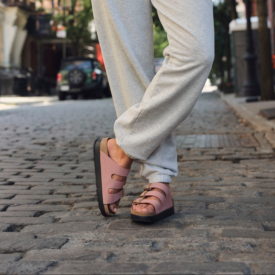Papillio Florida Platform pink clay nubuck by Birkenstock