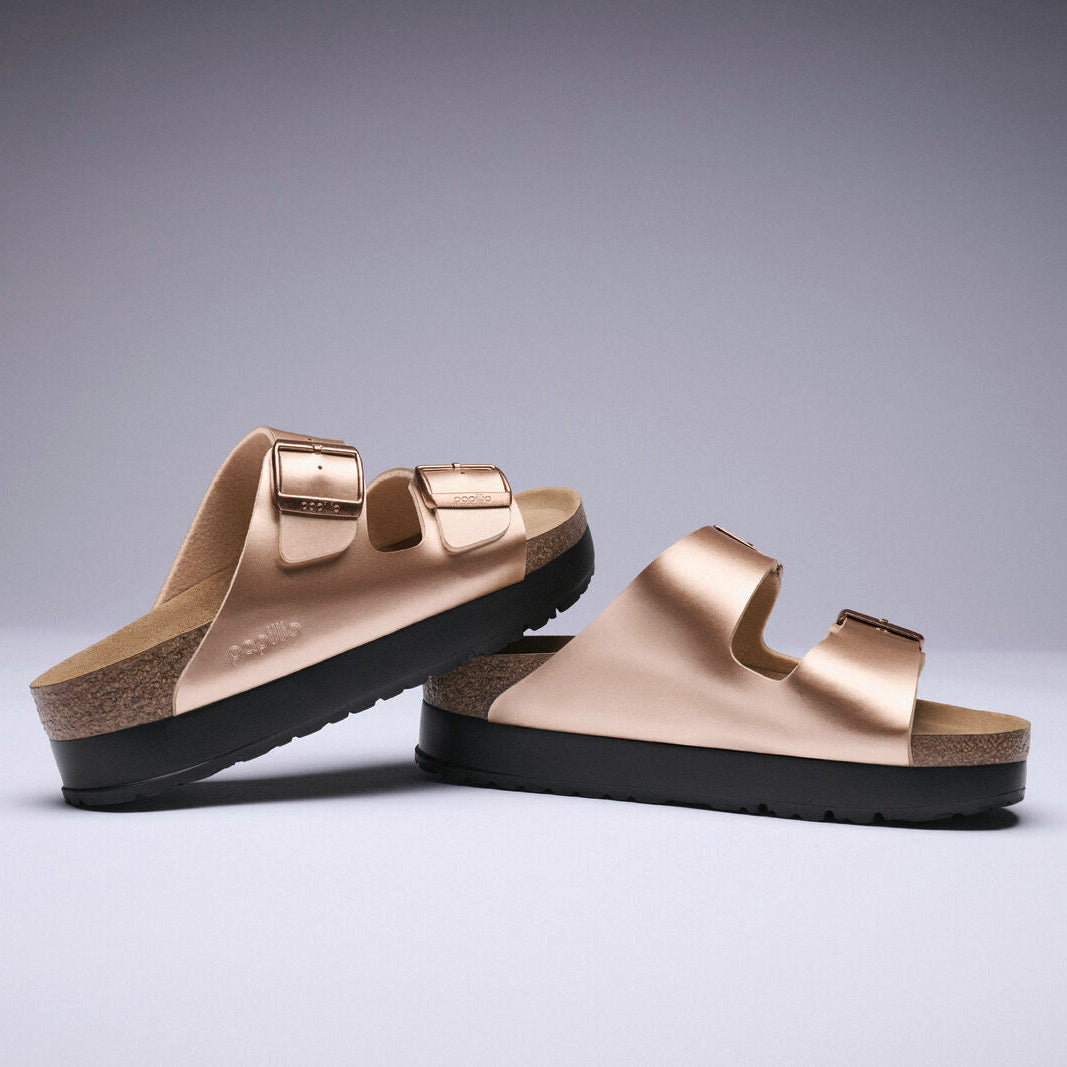 Papillio Arizona Platform Vegan electric metallic copper Birko-Flor by Birkenstock