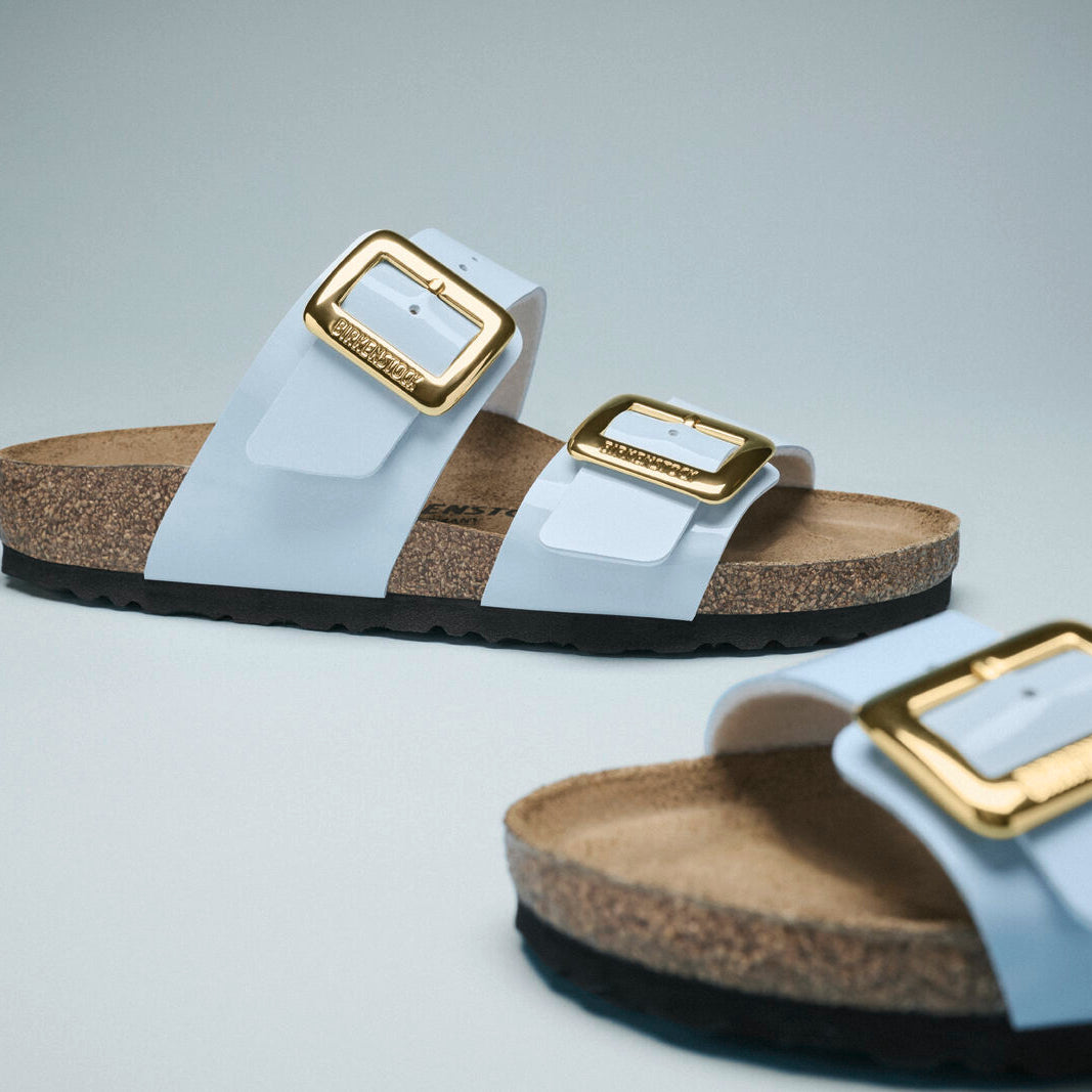 Birkenstock Sydney Luxe Buckle patent baby blue Birko-Flor