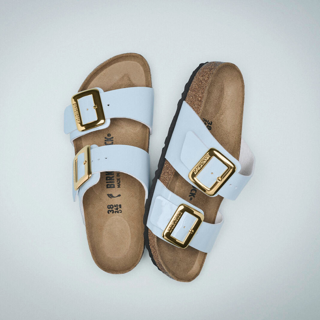 Birkenstock Sydney Luxe Buckle patent baby blue Birko-Flor
