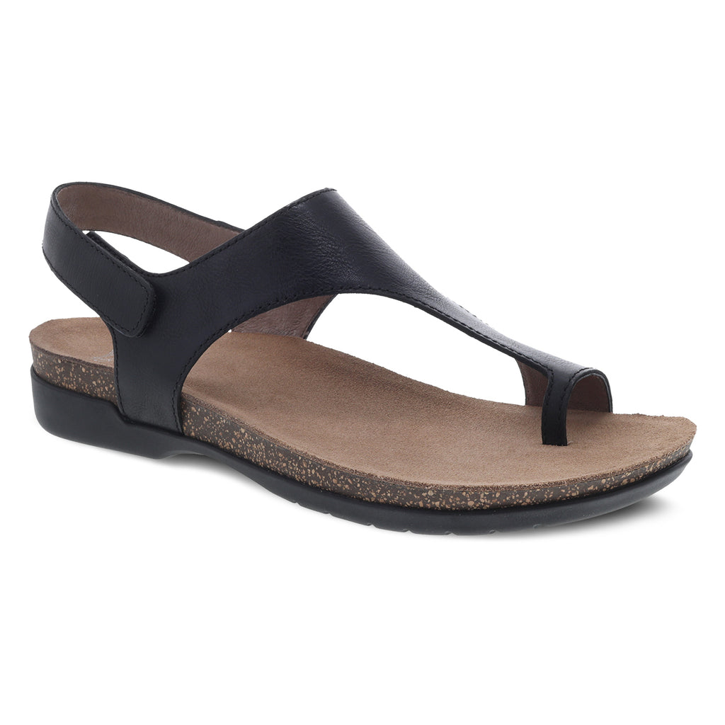 Dansko Women's Reece Sandals- Black Waxy Burnished
