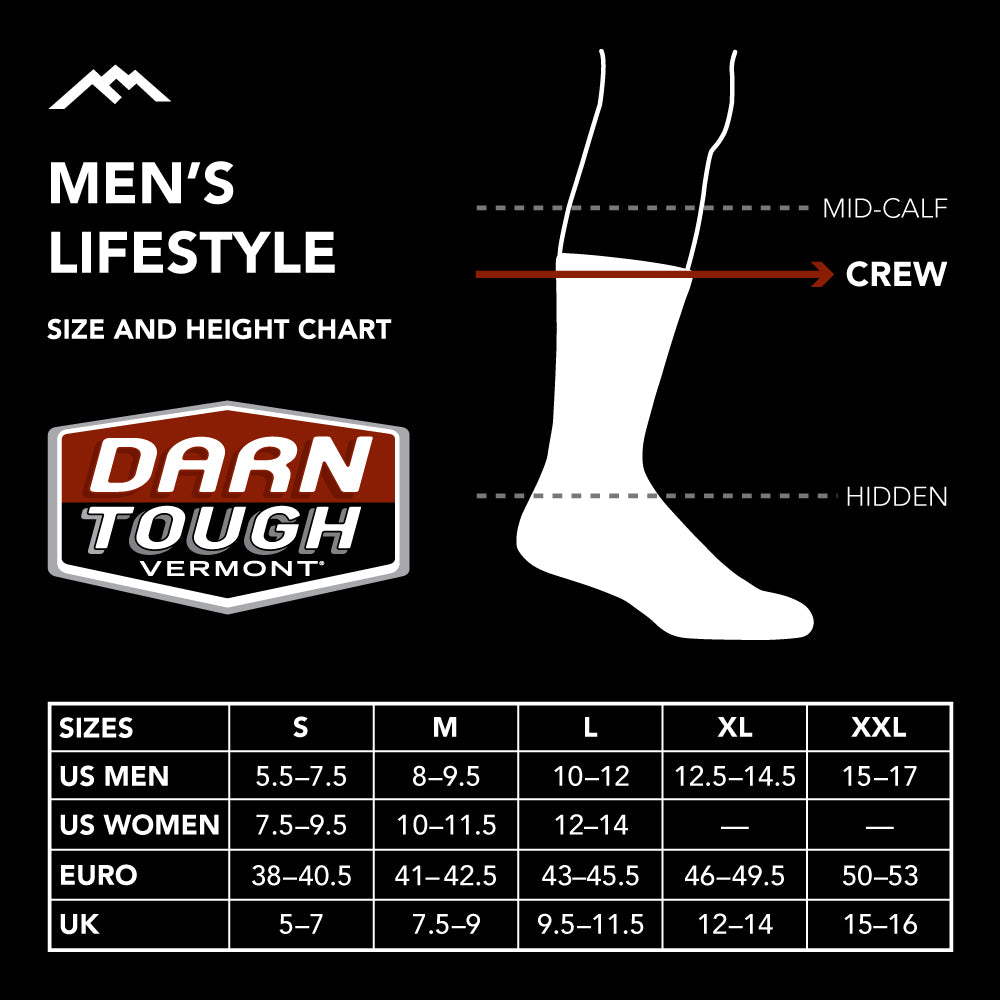 Darn Tough Men's Lifestyle The Standard Crew Lightweight with No Cushion charcoal