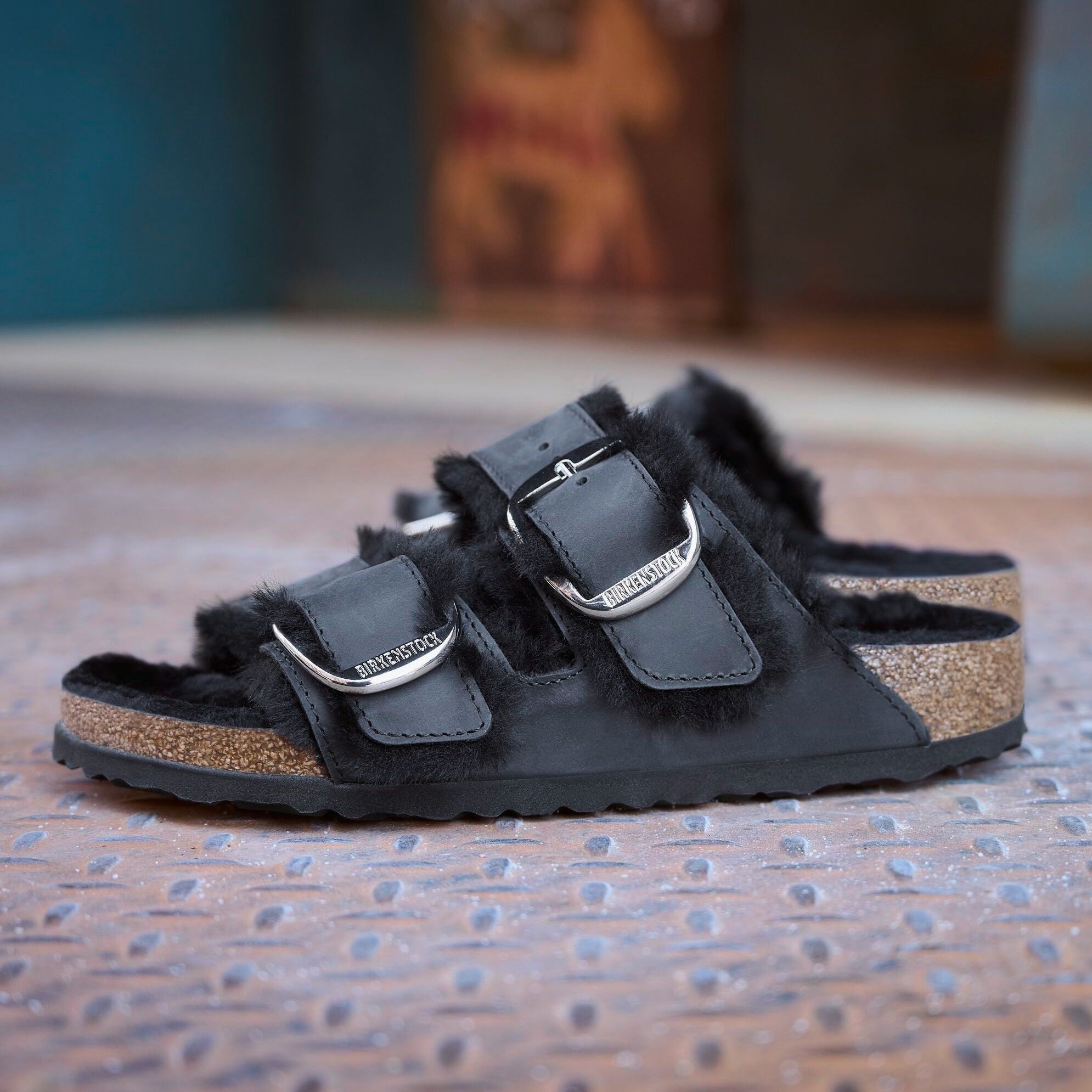 Birkenstock Arizona Big Buckle Shearling black oiled leather/black shearling