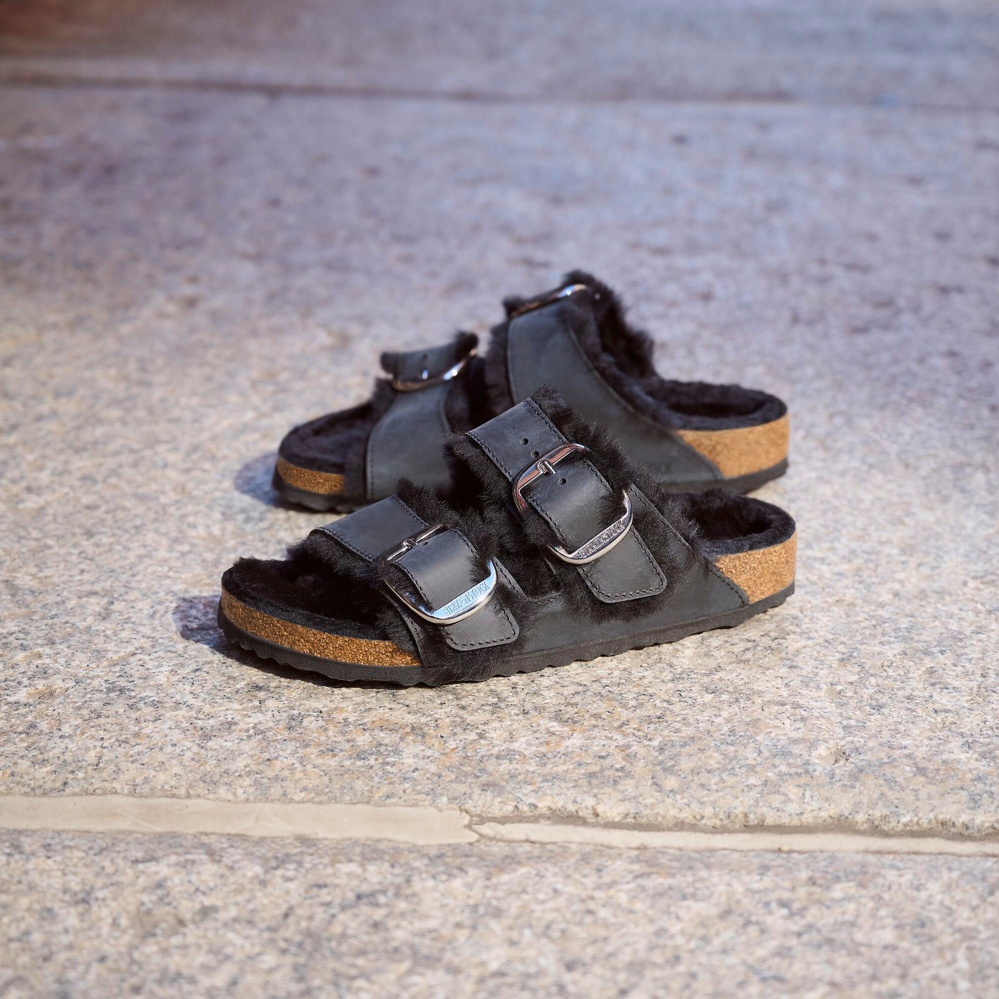 Birkenstock Arizona Big Buckle Shearling black oiled leather/black shearling
