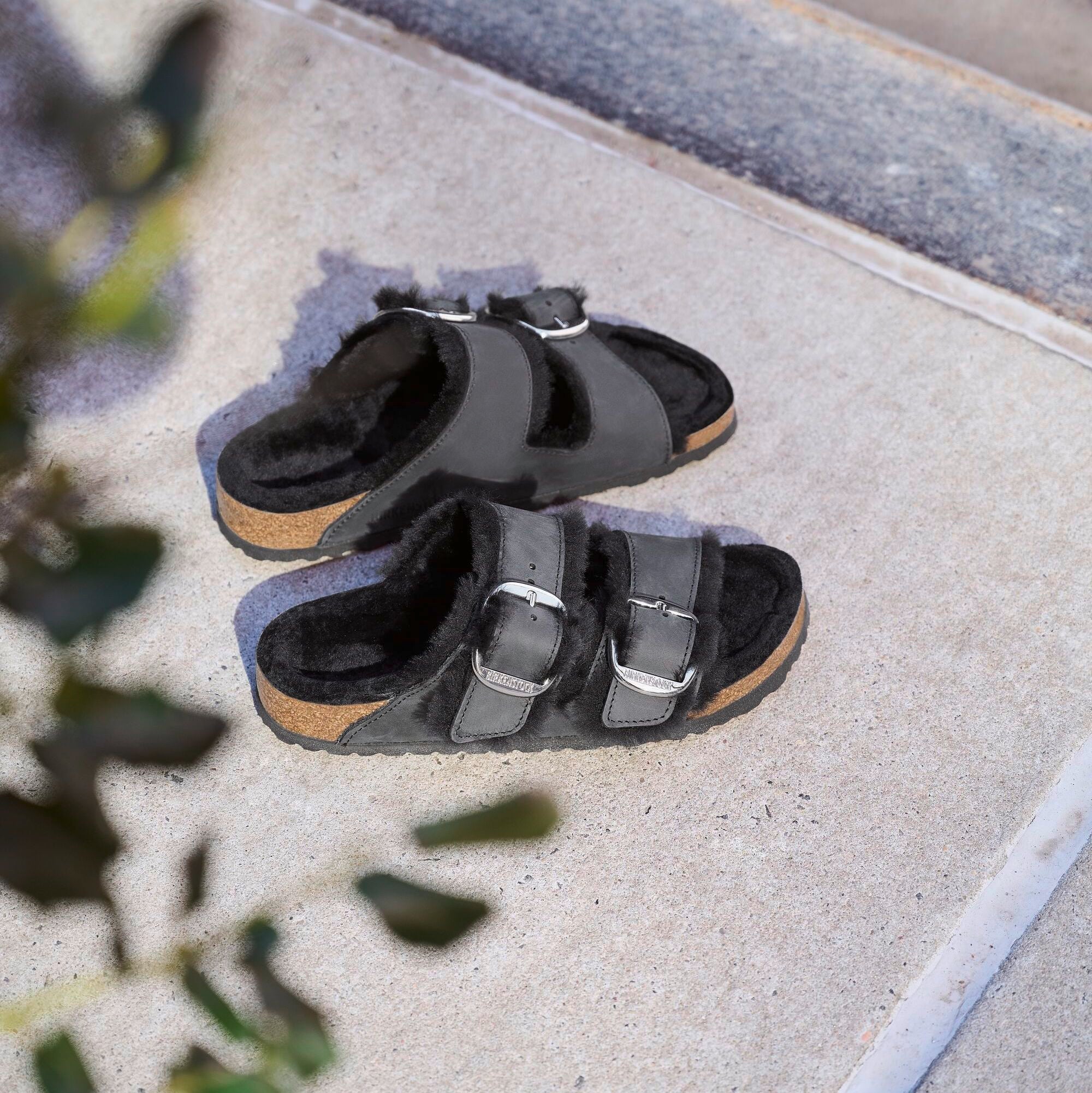 Birkenstock Arizona Big Buckle Shearling black oiled leather/black shearling