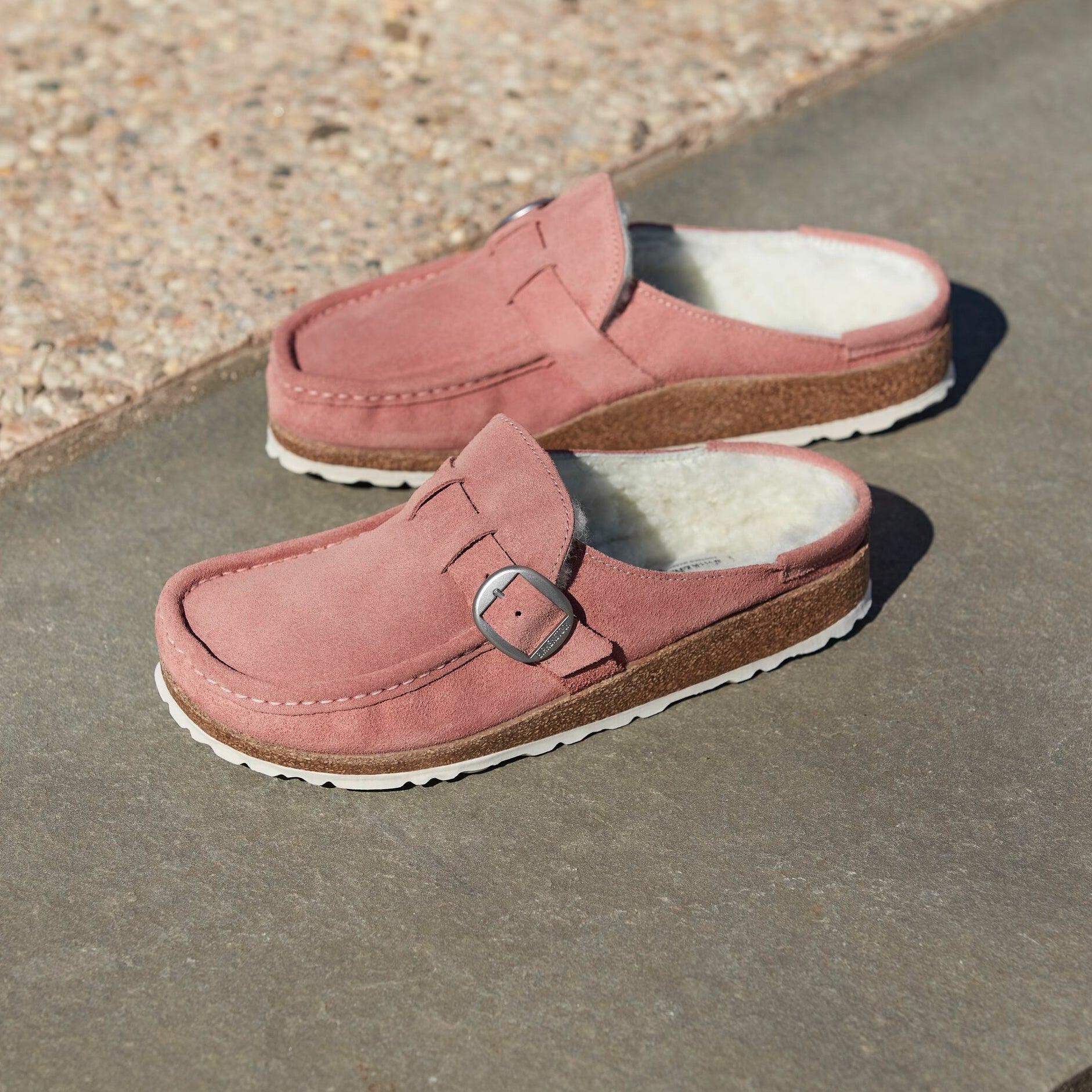 Birkenstock Buckley Shearling pink clay suede/natural shearling