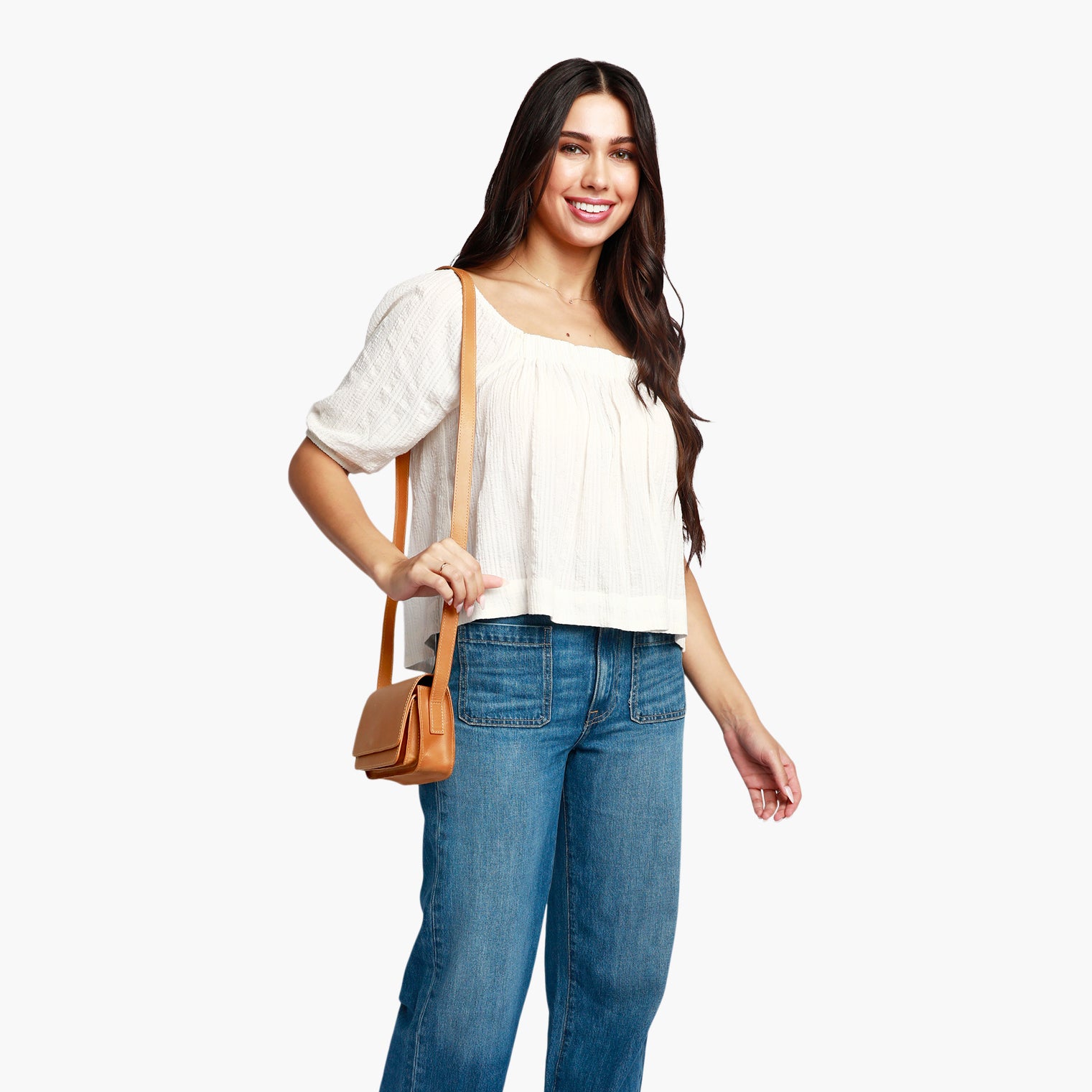 Able Gessi Crossbody cognac leather