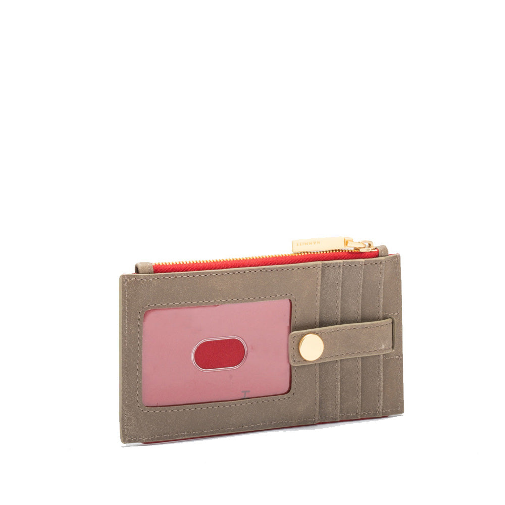 Hammitt 210 West Wallet pewter/brushed gold red zip