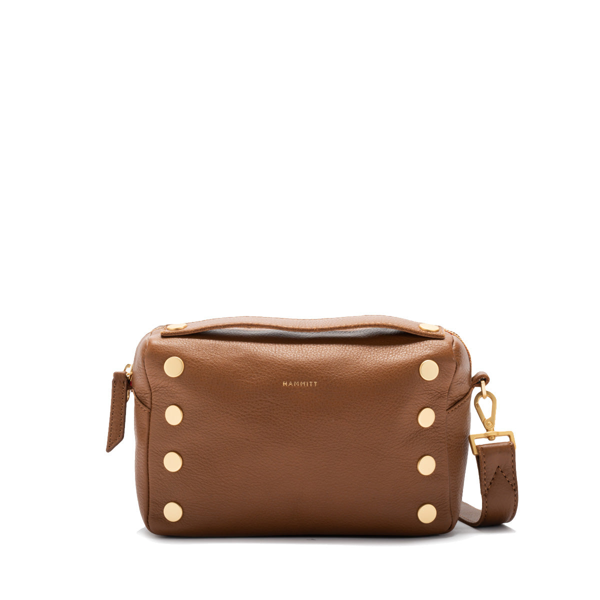 Hammitt Evan Crossbody Sml mahogany pebble/brushed gold red zip