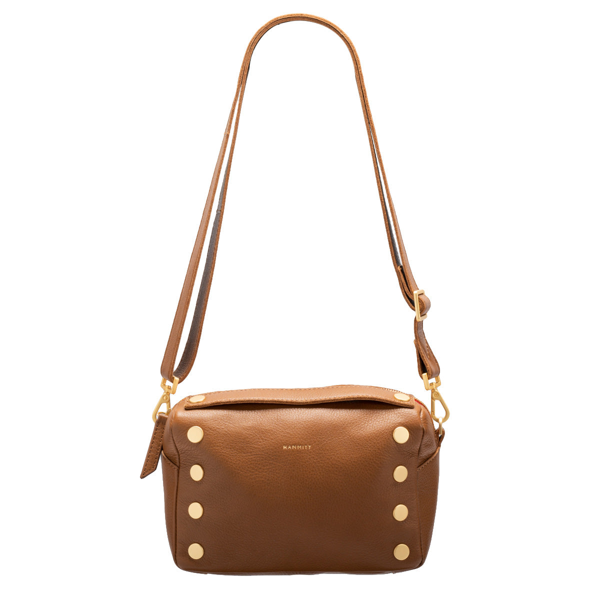 Hammitt Evan Crossbody Sml mahogany pebble/brushed gold red zip
