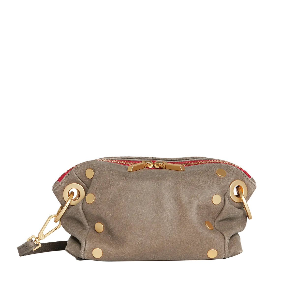 Hammitt Daniel Crossbody Clutch Sml pewter/brushed gold red zip