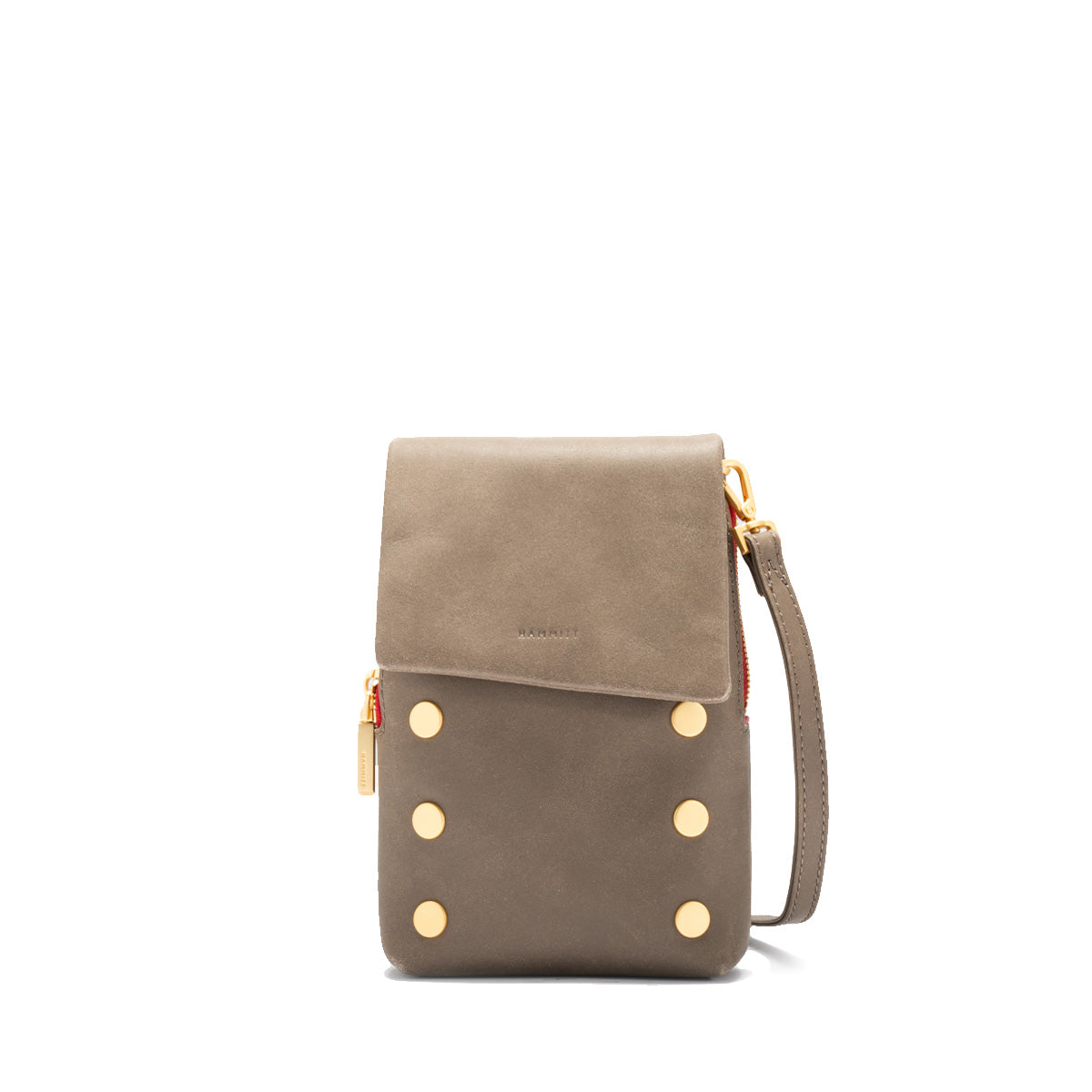Hammitt VIP Mobile Phone Bag pewter/brushed gold red zip