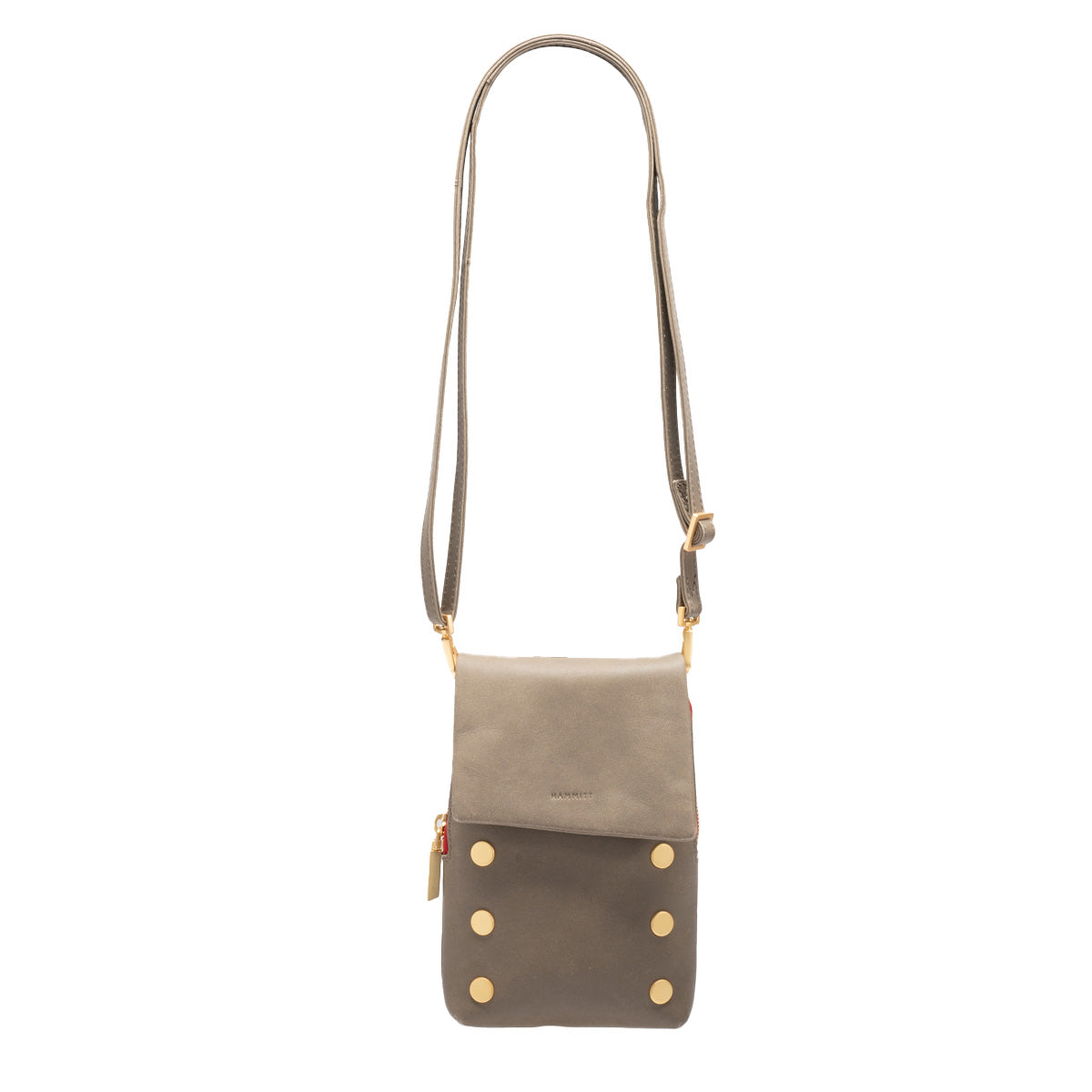 Hammitt VIP Mobile Phone Bag pewter/brushed gold red zip