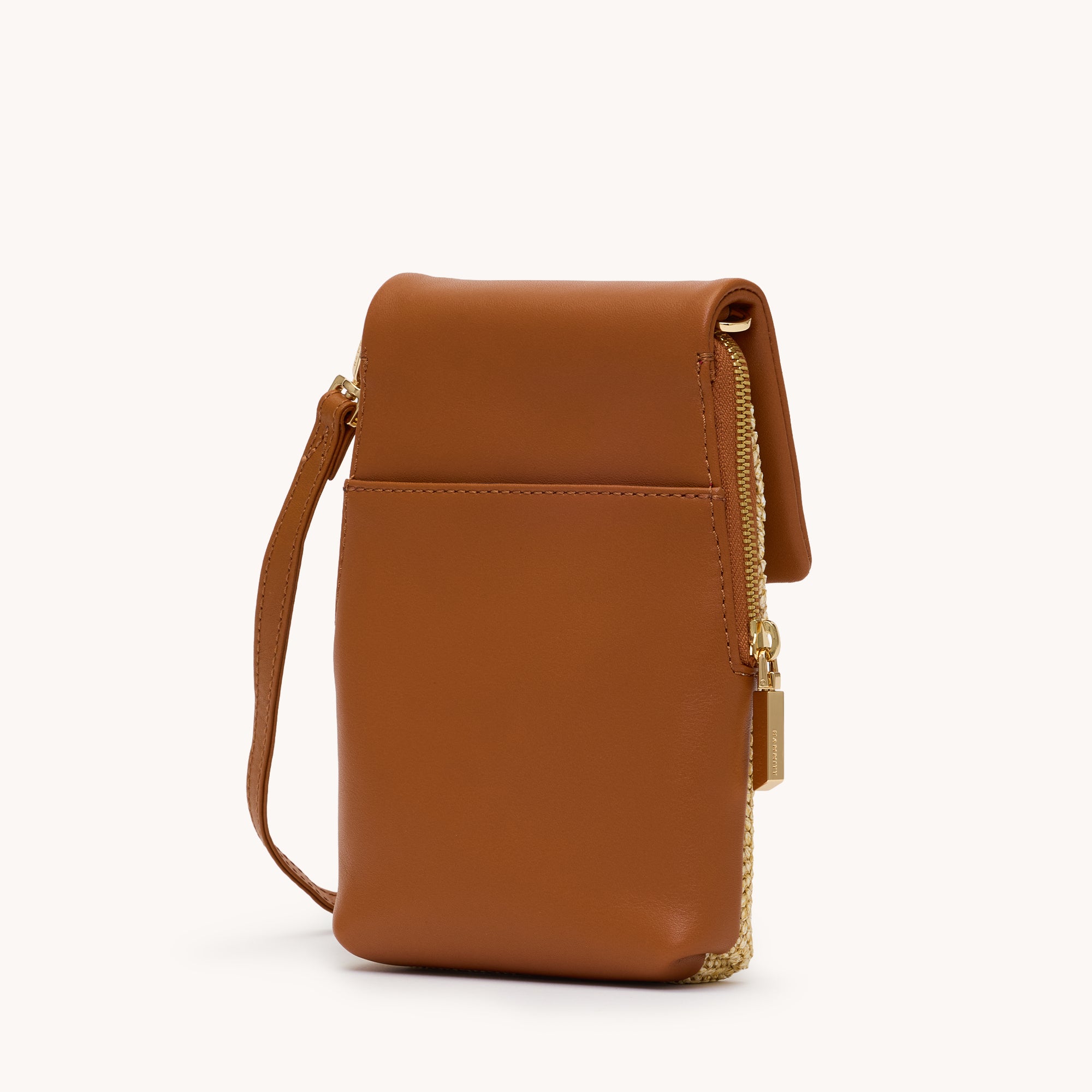 Hammitt VIP Mobile Phone Bag cocoa raffia/gold