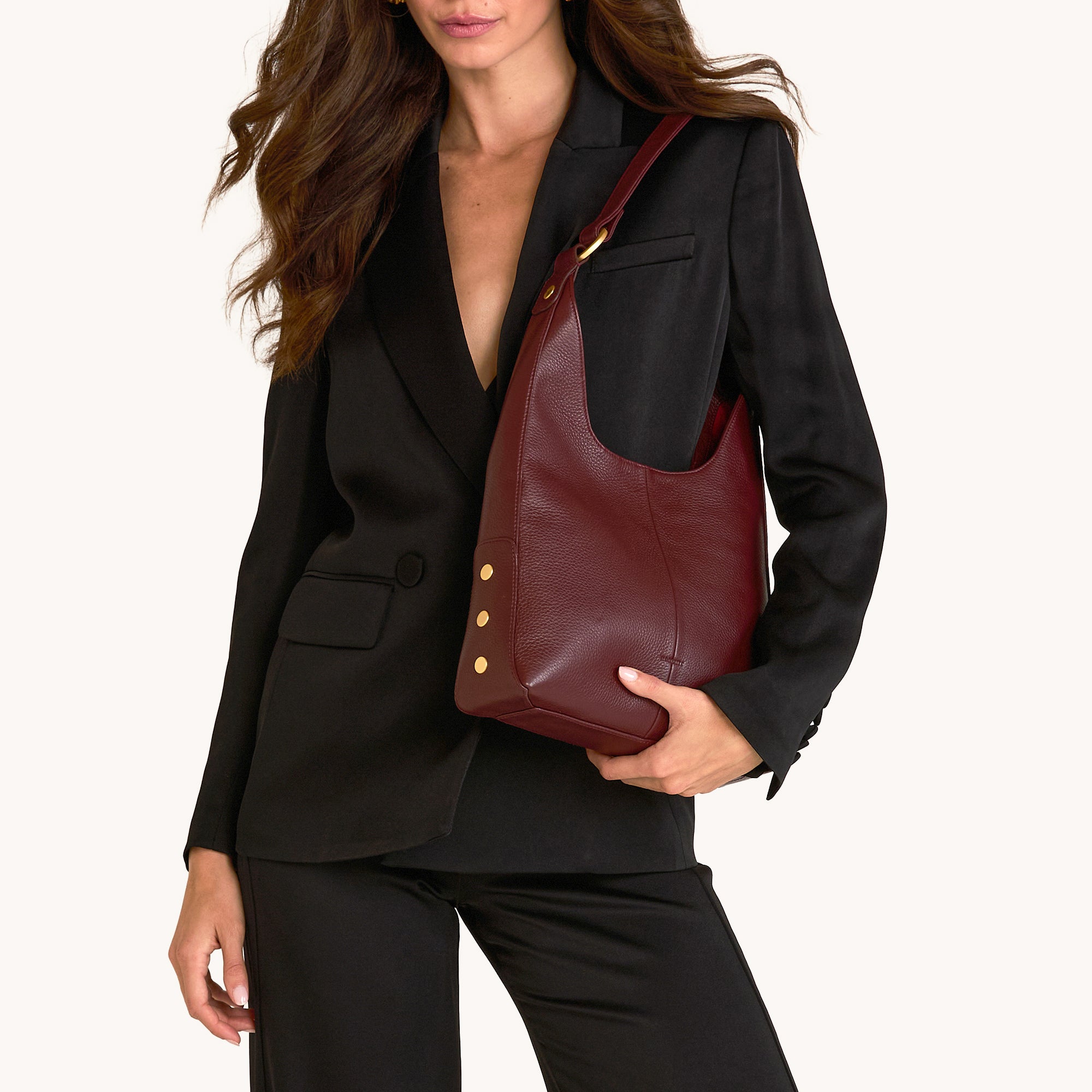 Hammitt Tim Med Shoulder Bag cherrywood pebble/brushed gold