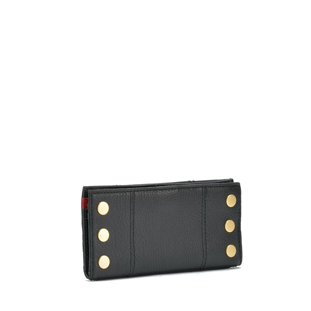 Hammitt 110 North Wallet black/brushed gold red zip