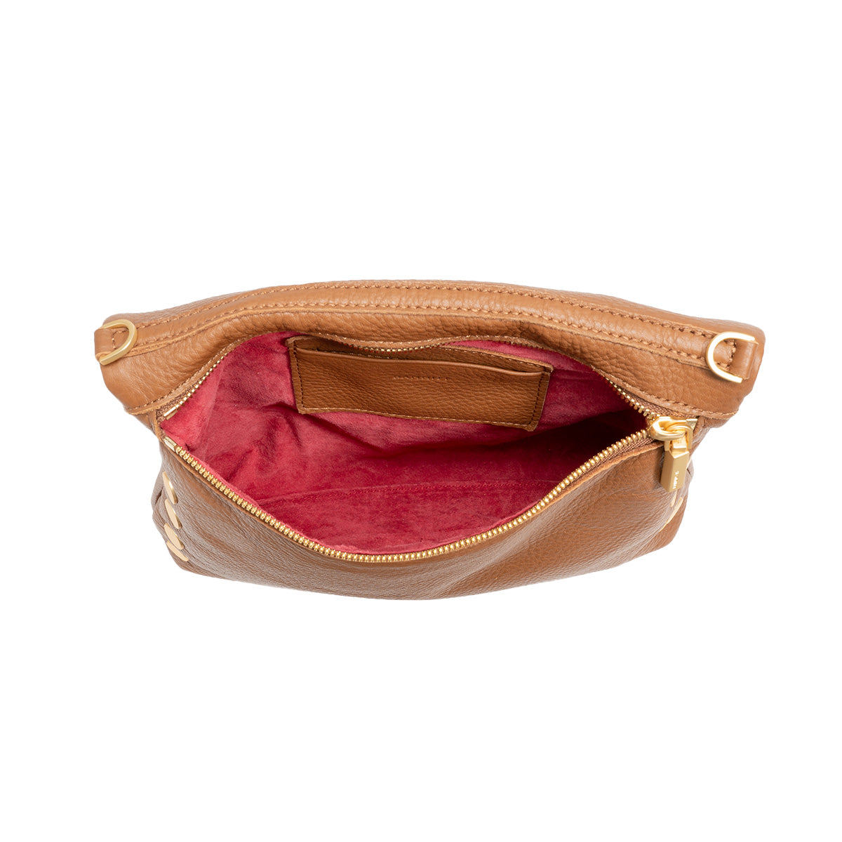 Hammitt VIP Med Crossbody Clutch mahogany pebble/brushed gold red zip