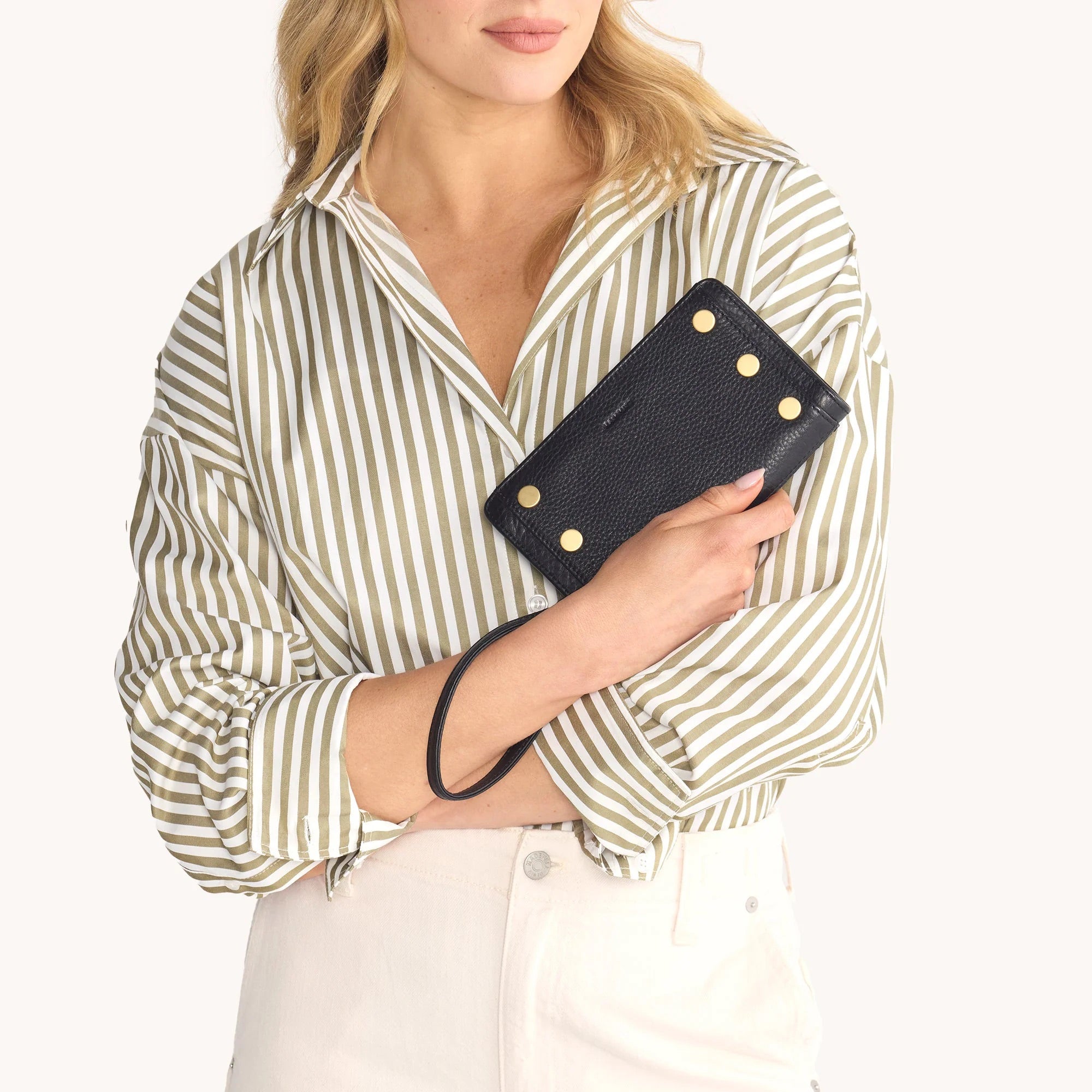 Hammitt Bryant Wallet black/brushed gold red zip