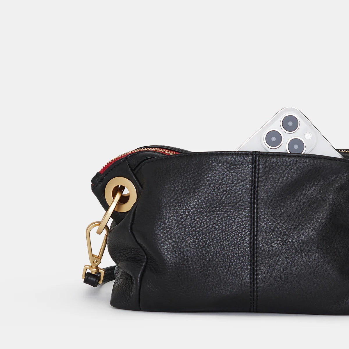 Hammitt Daniel Crossbody Clutch Sml black/brushed gold red zip