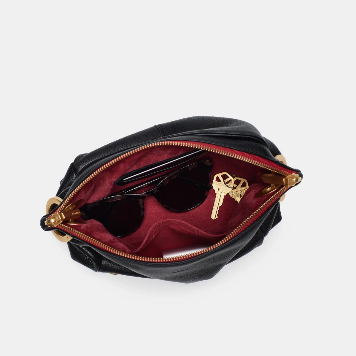 Hammitt Daniel Crossbody Clutch Sml black/brushed gold red zip