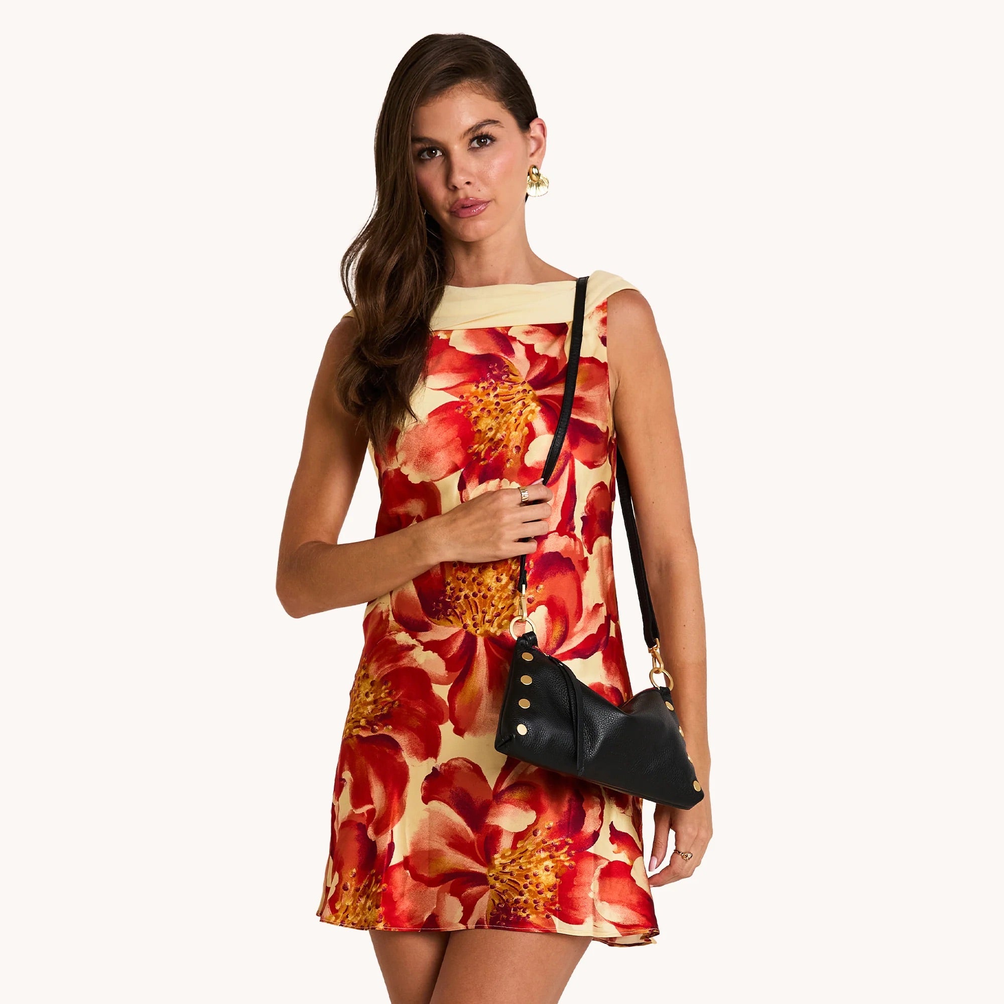 Hammitt Kyle Sml black/brushed gold red zip