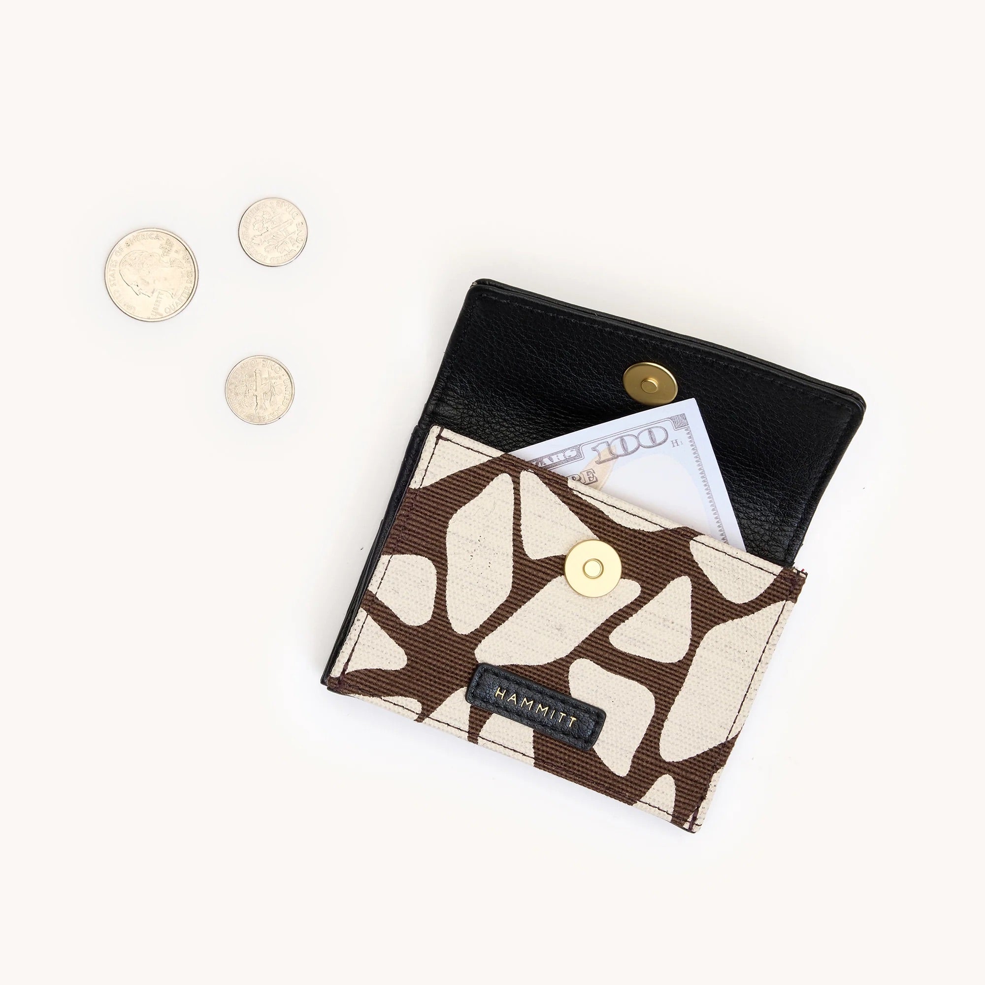 Hammitt Montana Pocket Wallet giraffe/brushed gold red zip