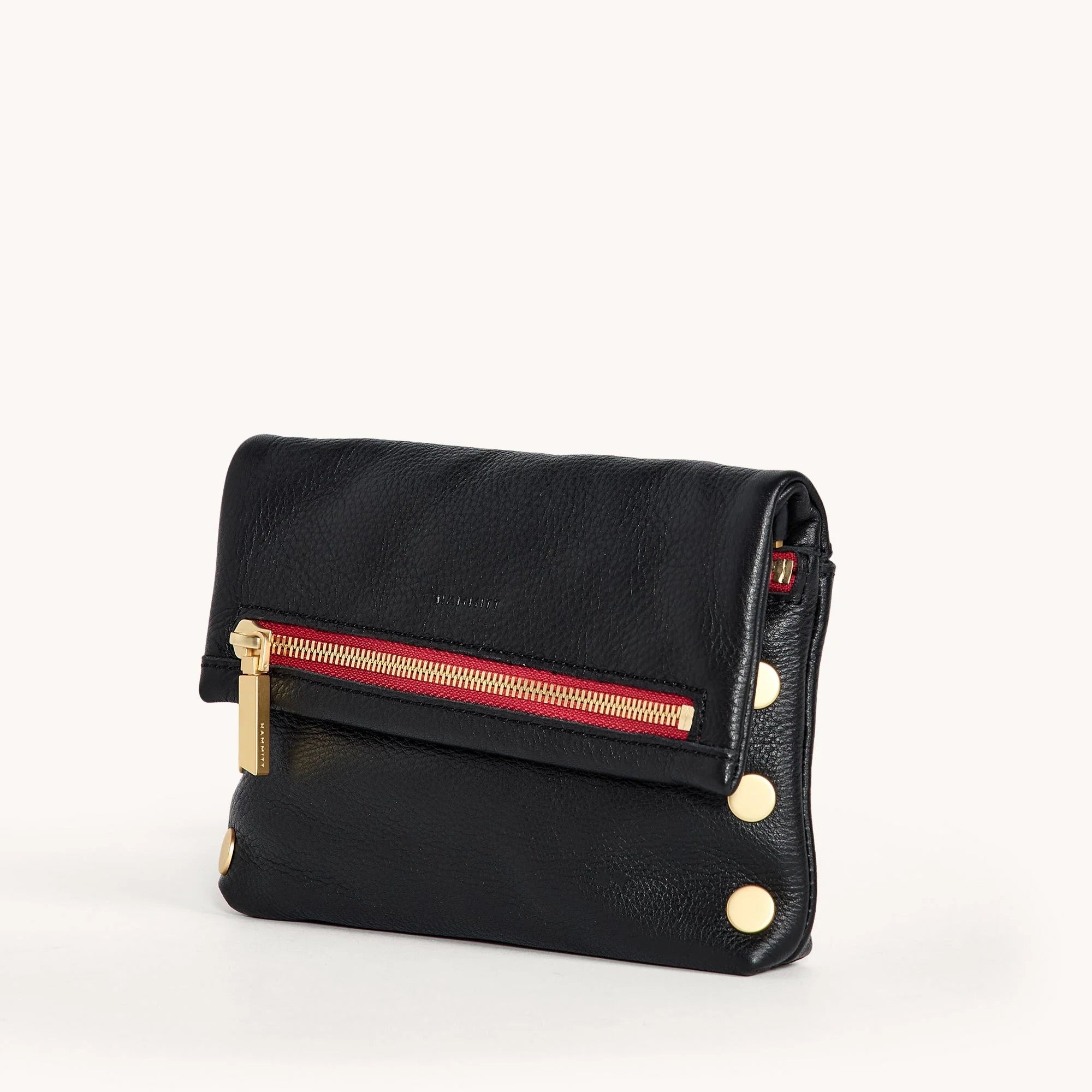 Hammitt VIP Sml Crossbody Clutch black/brushed gold red zip