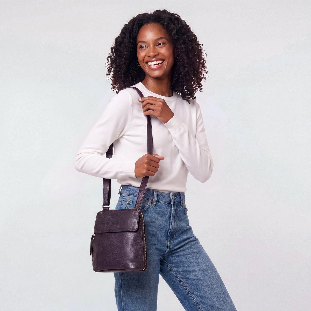Latico Lucy Crossbody eggplant leather