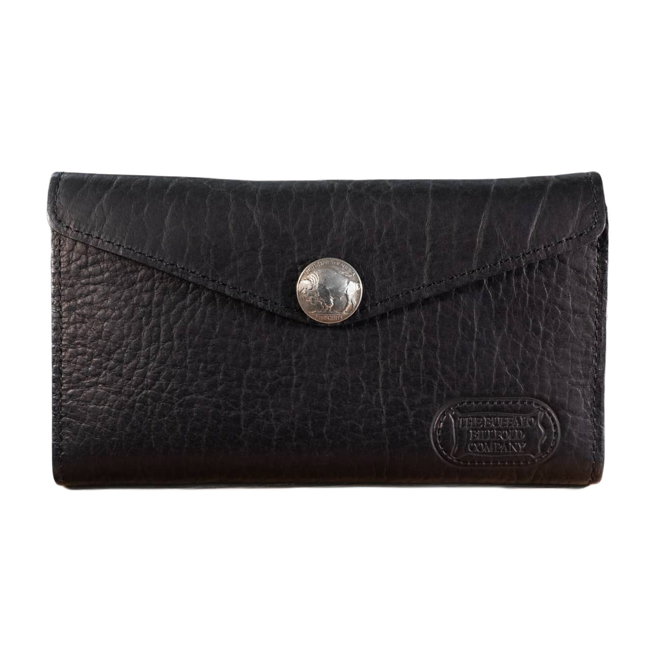 Buffalo Billfold Company Women's Envelope Clutch Wallet black leather