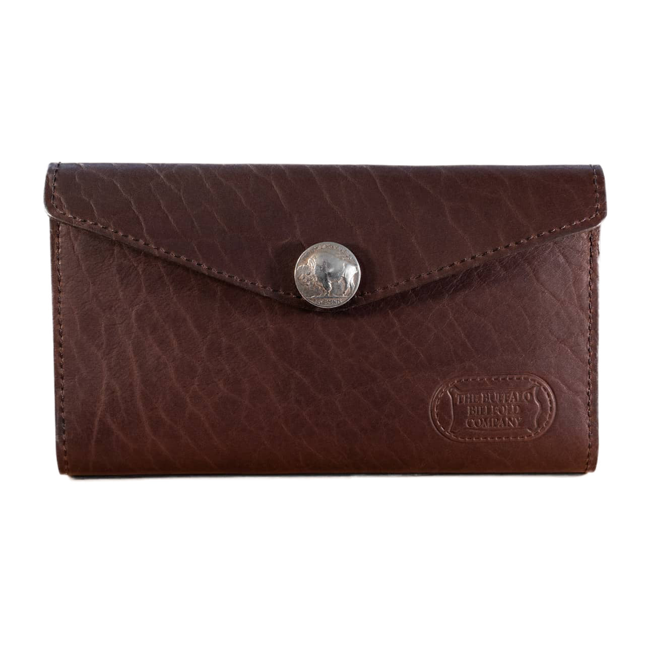 Buffalo Billfold Company Women's Envelope Clutch Wallet brown leather