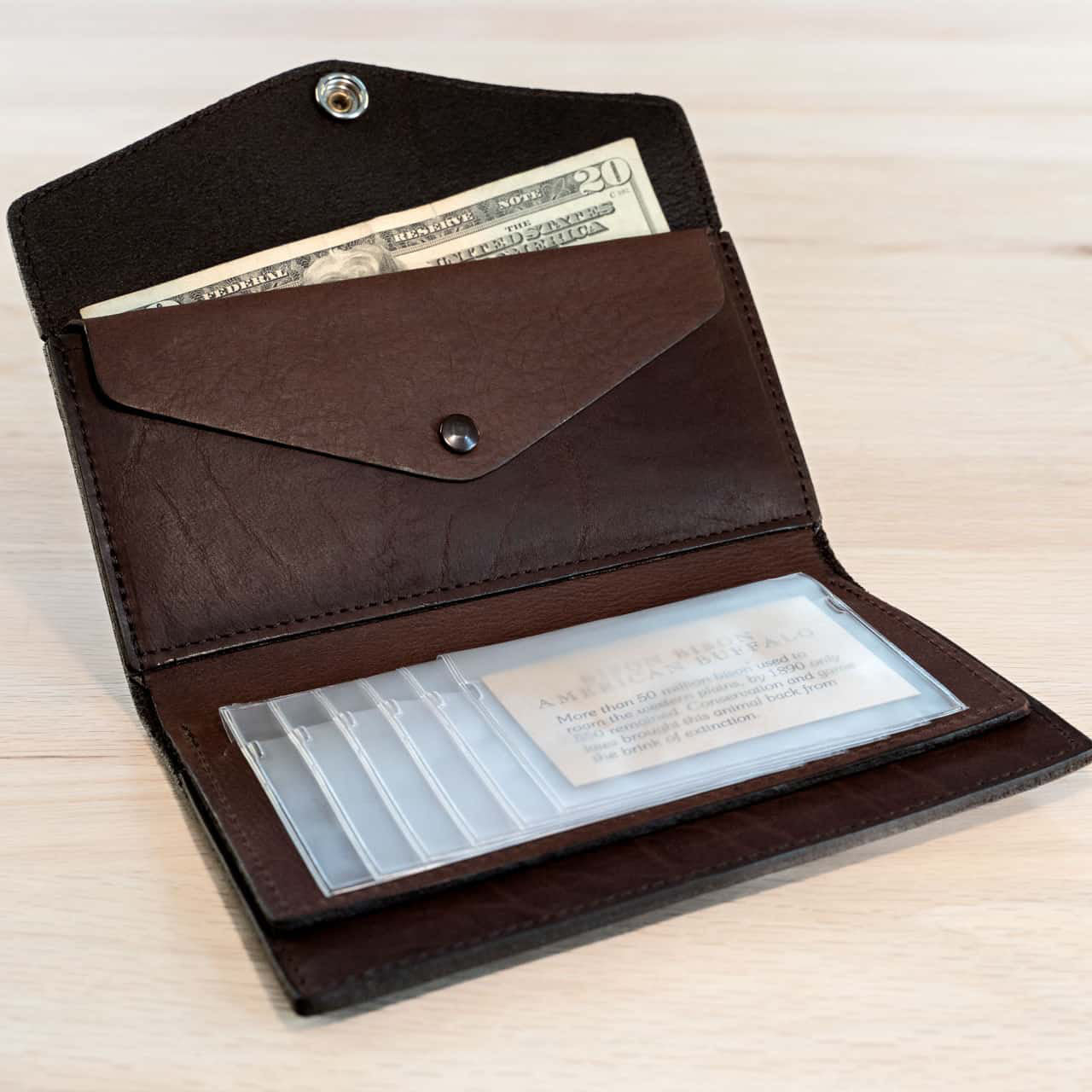 Buffalo Billfold Company Women's Envelope Clutch Wallet brown leather