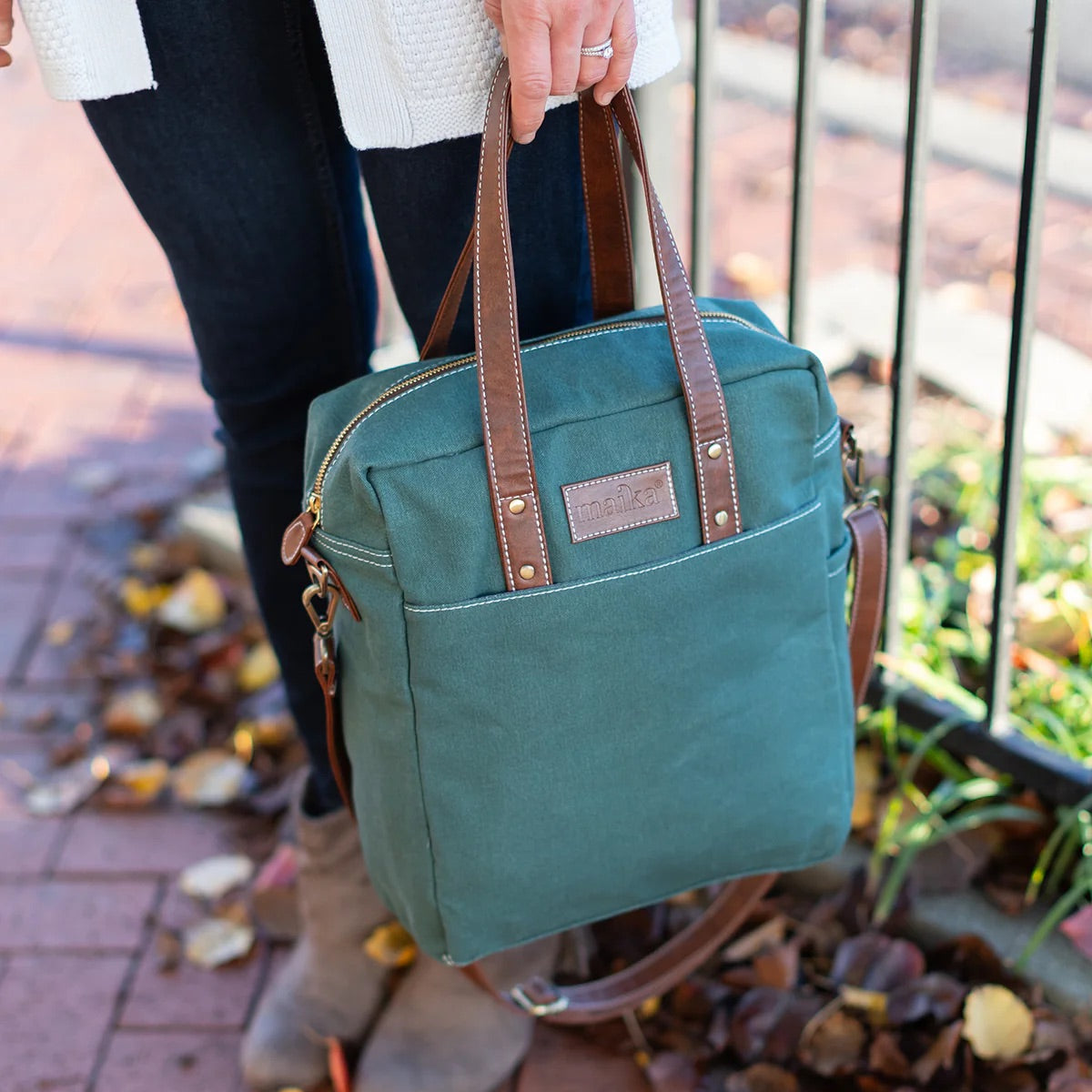 Maika Commuter Tote waxed hunter green