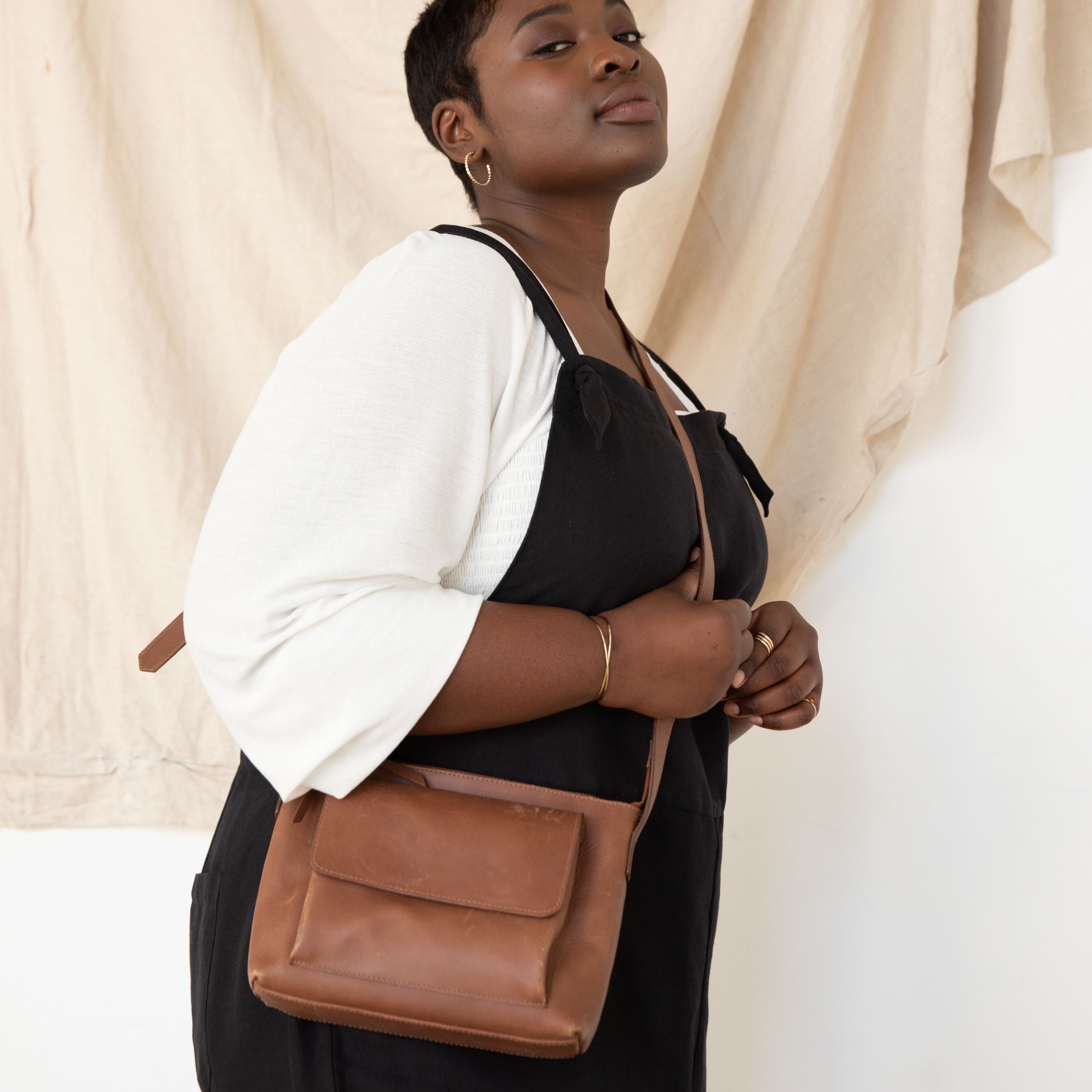 Able Olivia Crossbody whiskey leather