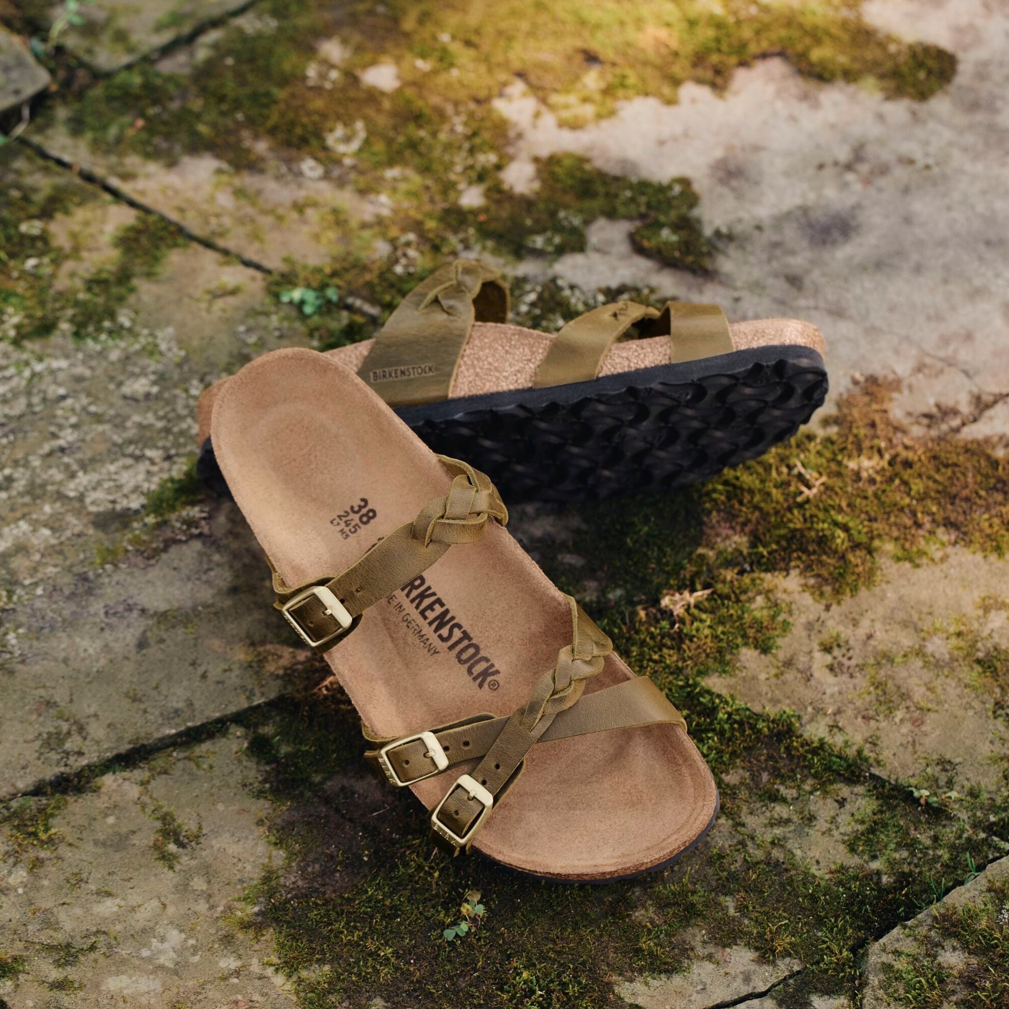Birkenstock Franca Braid green olive oiled leather