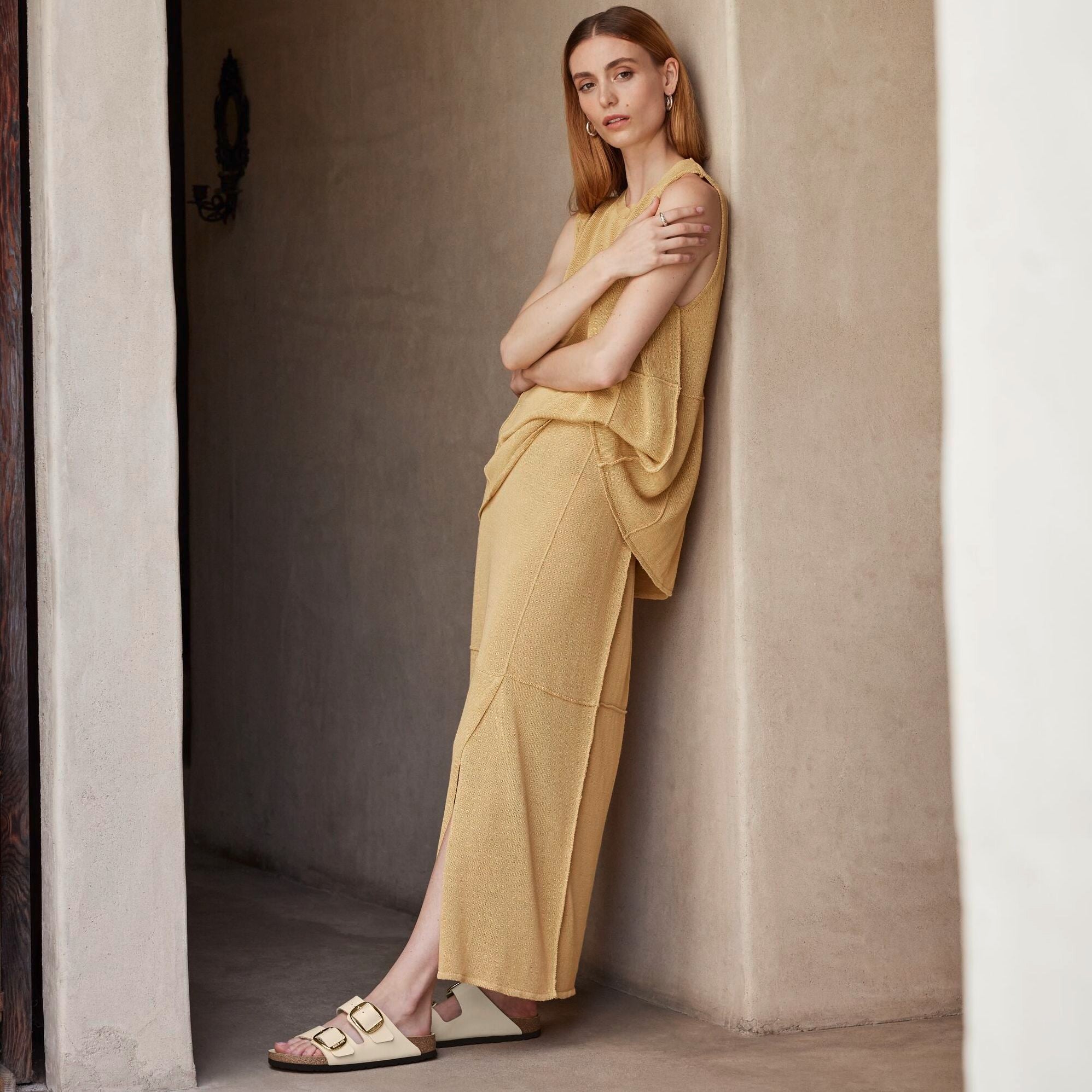 Birkenstock Arizona Big Buckle high shine ecru leather