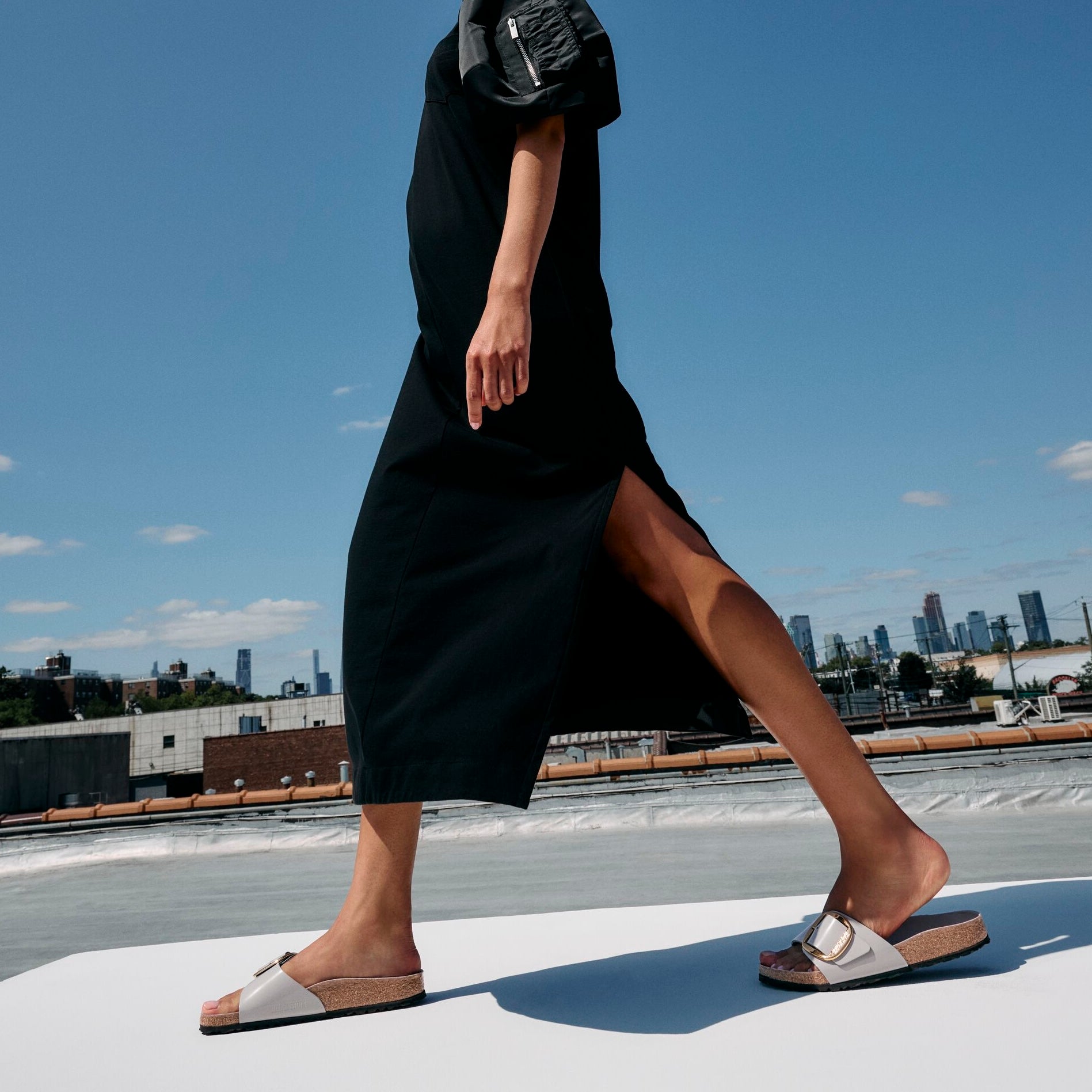 Birkenstock Madrid Big Buckle high shine stone coin leather