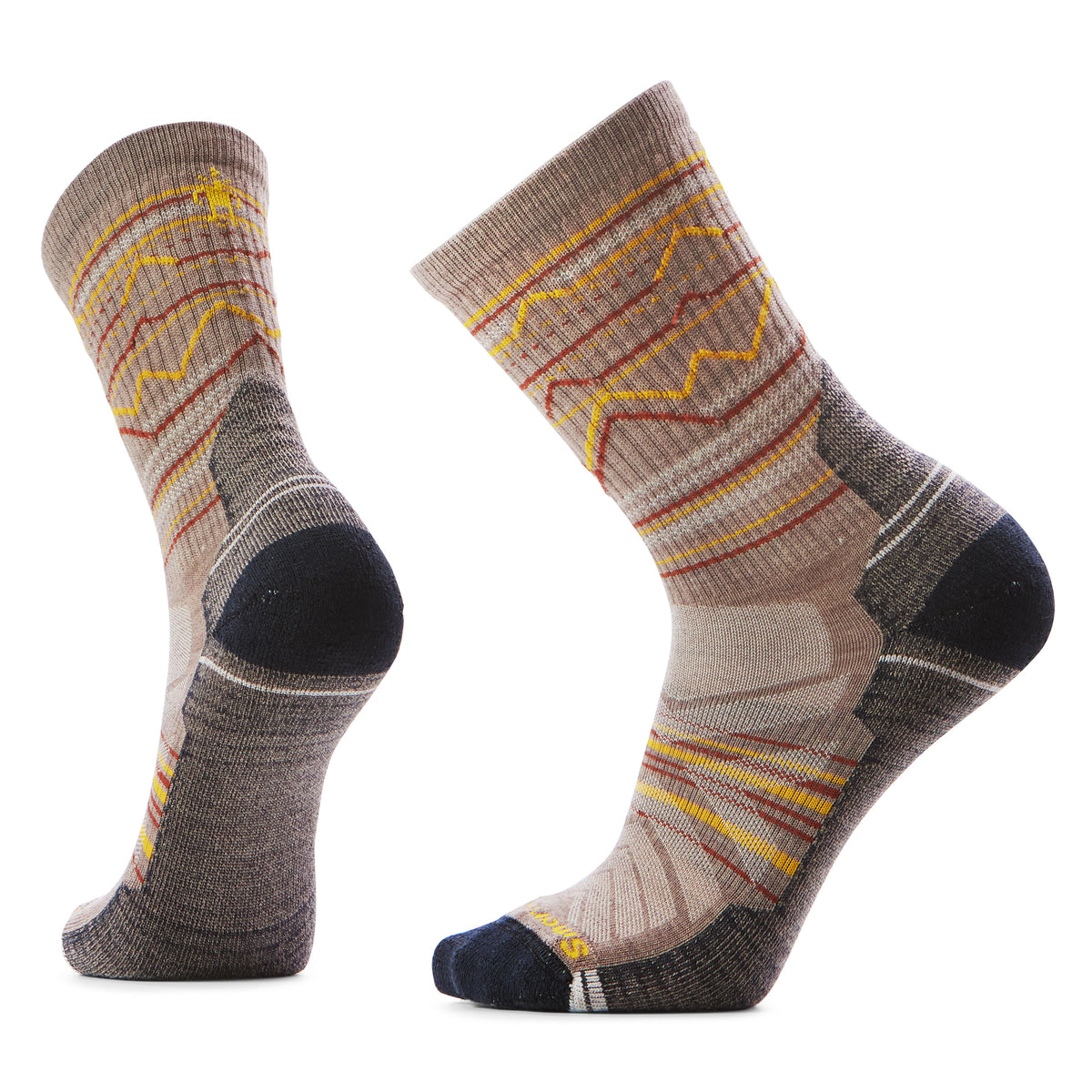 Smartwool Hike Light Cushion Mountain Range Pattern Crew fossil