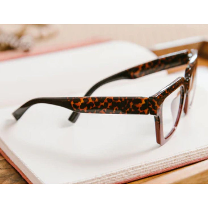 Peepers Take a Bow Blue Light Readers leopard tortoise/red