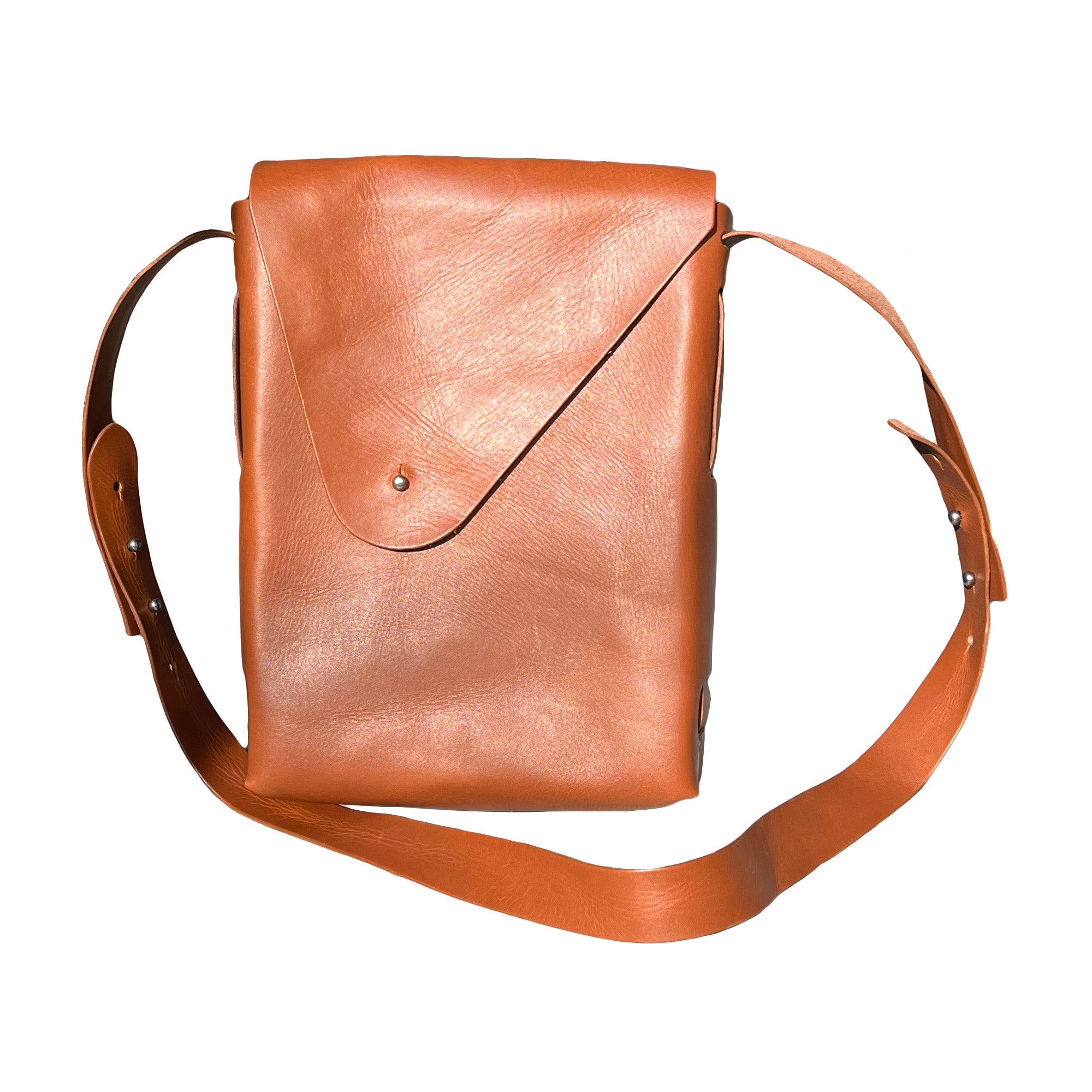 Dean UB01 Mini Unisex Vertical Messenger Bag cognac leather
