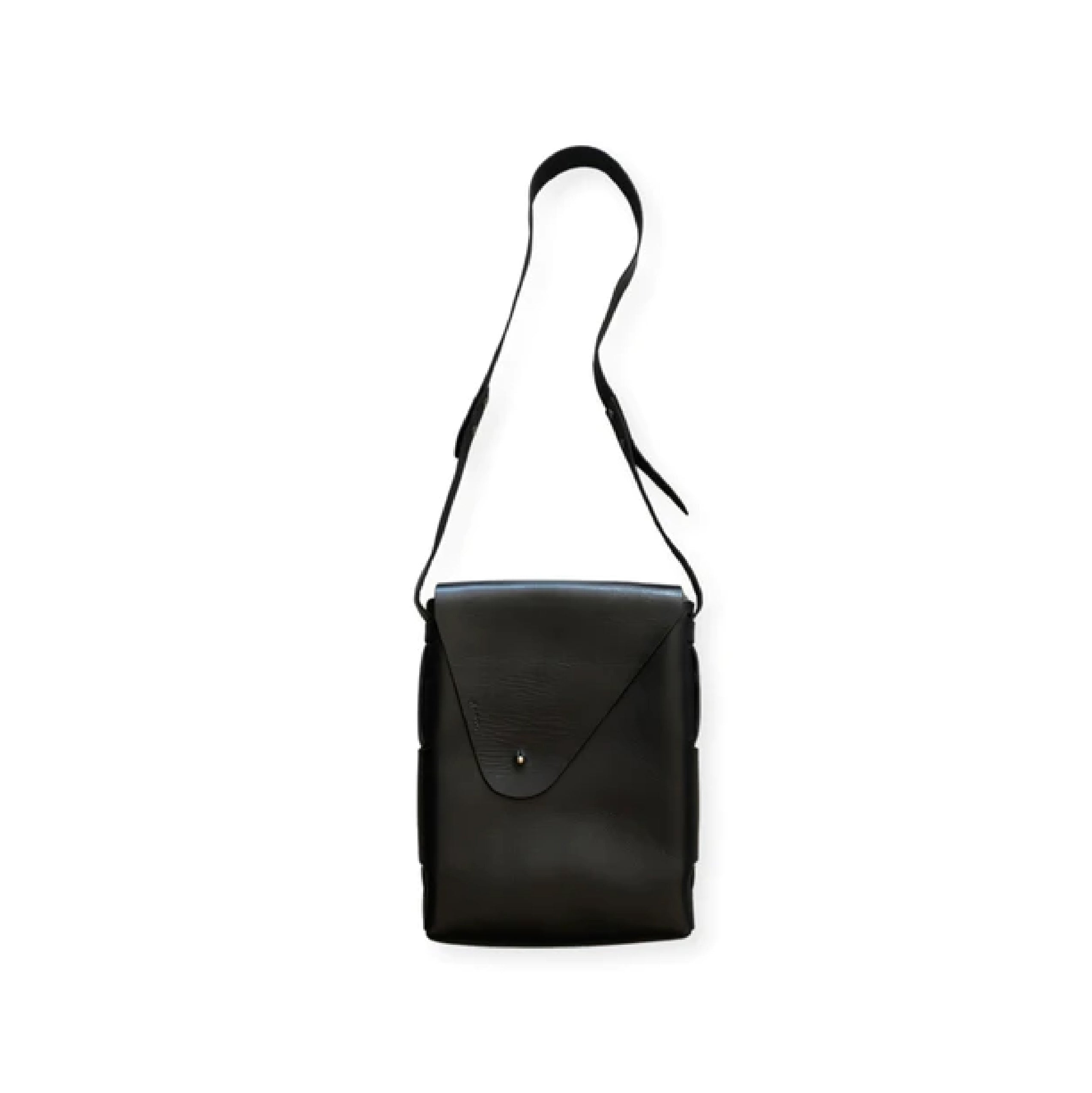 Dean UB01 Mini Unisex Vertical Messenger Bag black leather