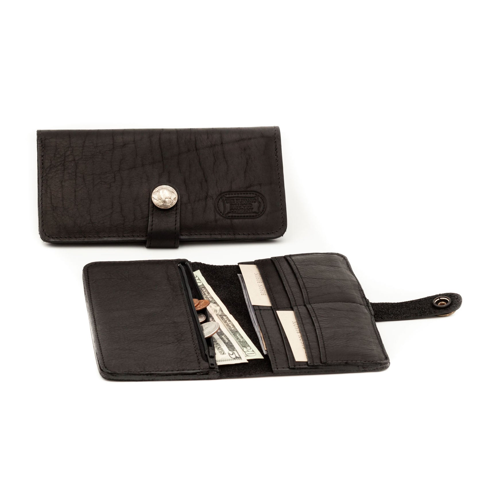 Buffalo Billfold Company Women's Dakota Slim Wallet black leather