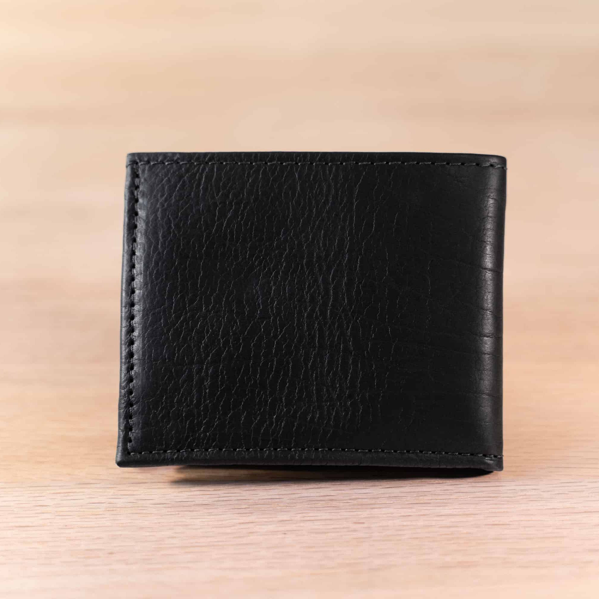 Buffalo Billfold Company Men's Bifold Wallet with Buffalo Nickel black leather