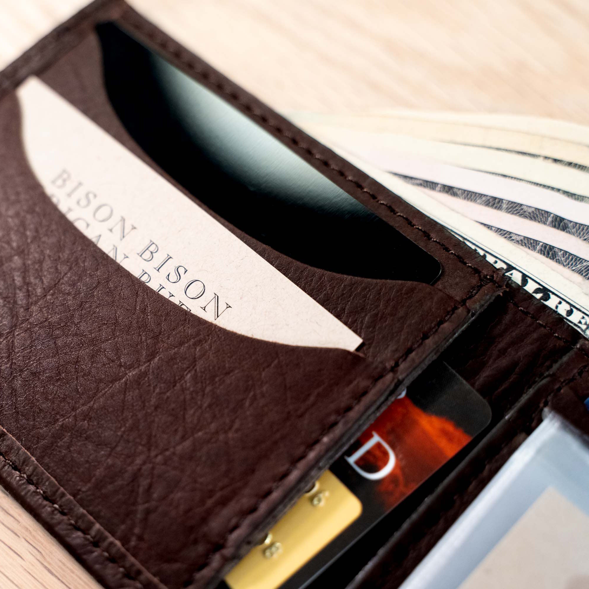 Buffalo Billfold Company Men's Bifold Wallet with Buffalo Nickel brown leather