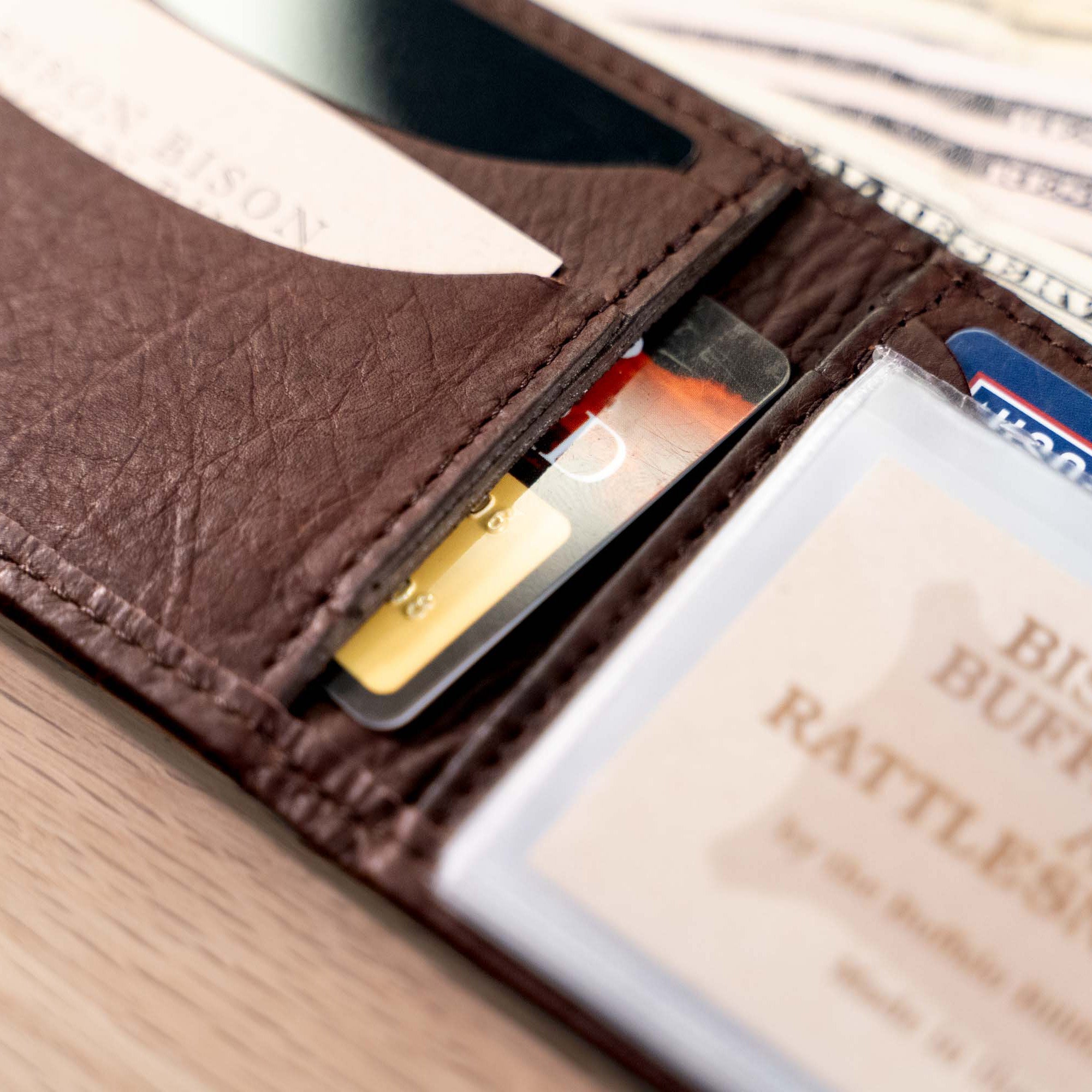 Buffalo Billfold Company Men's Bifold Wallet with Buffalo Nickel brown leather