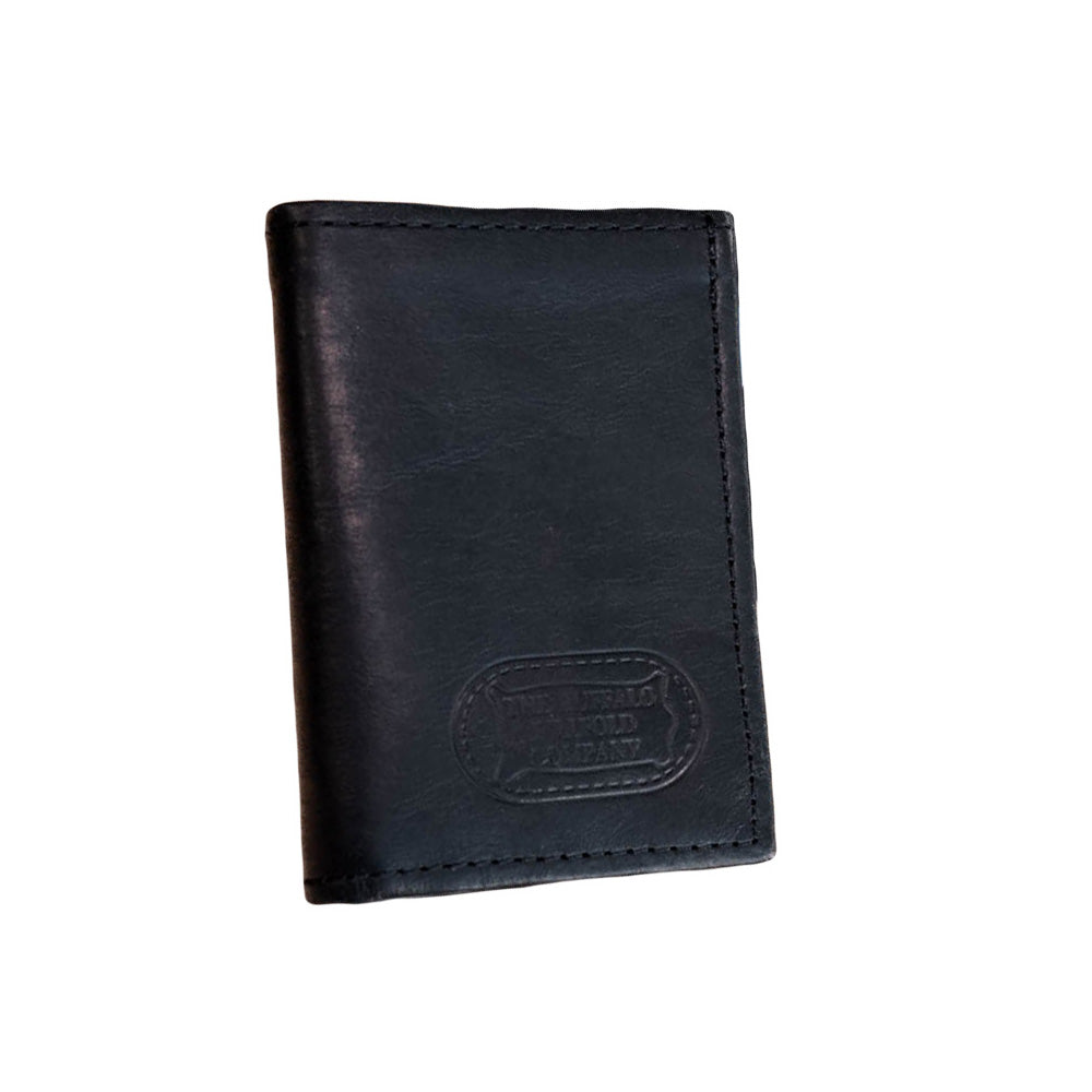 Buffalo Billfold Company Men's Trifold Wallet with ID Window black leather