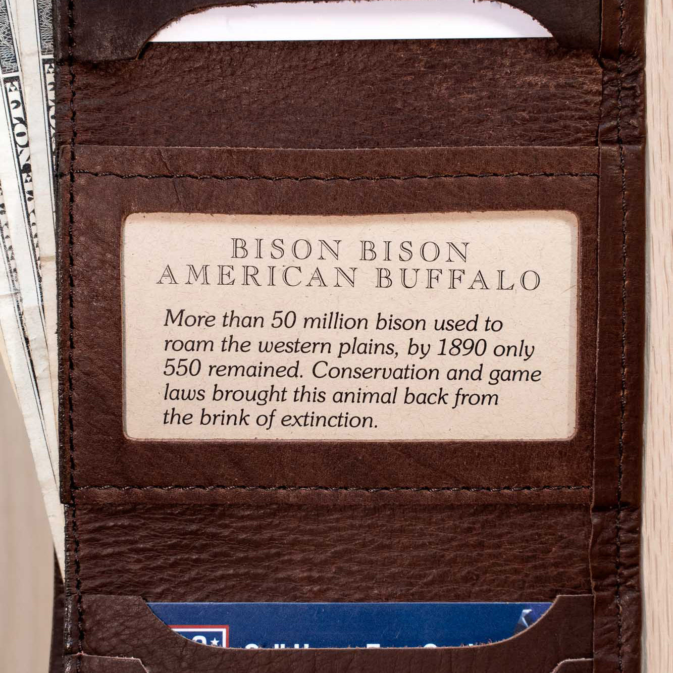 Buffalo Billfold Company Men's Trifold Wallet with ID Window brown leather