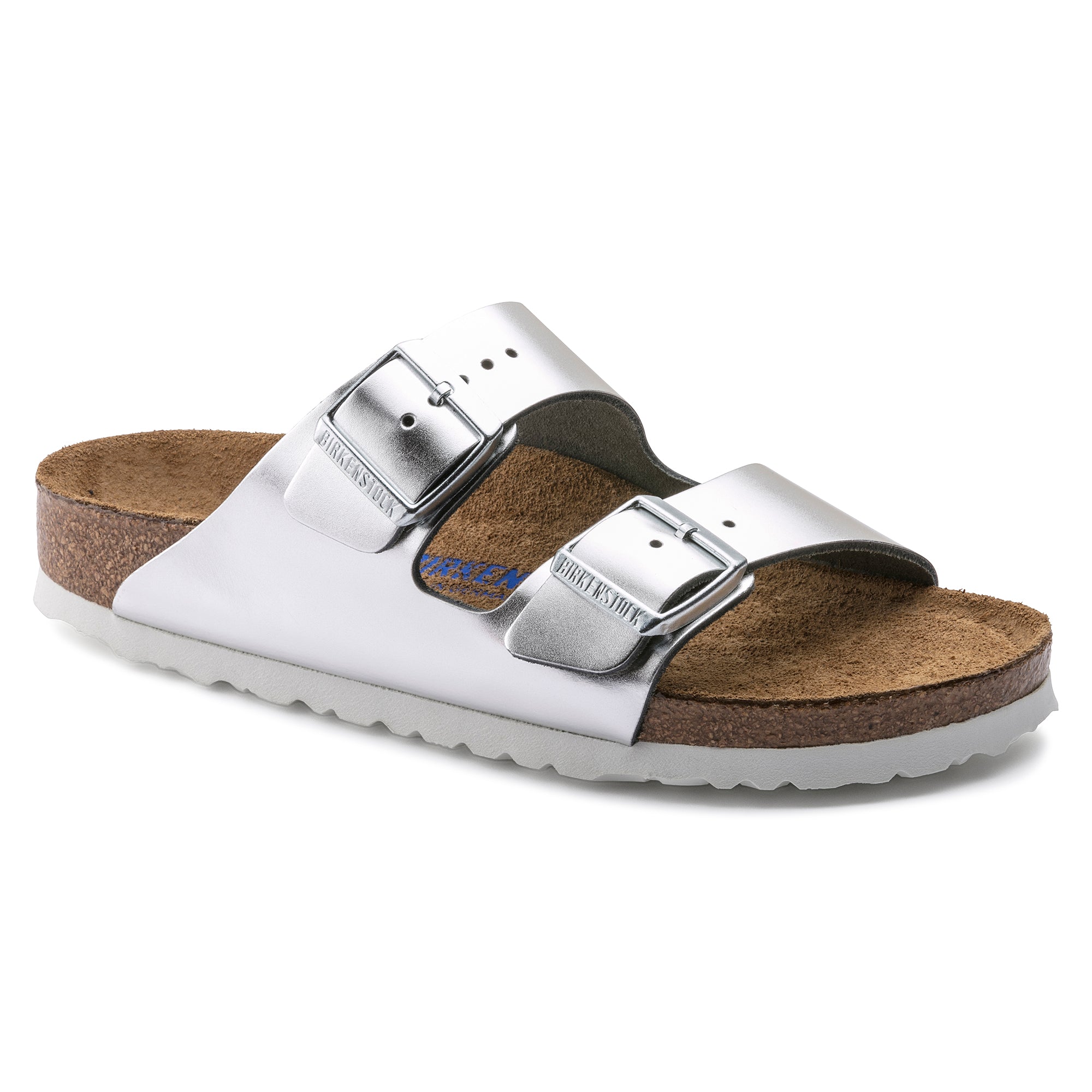 Birkenstock Arizona Soft Footbed silver metallic leather