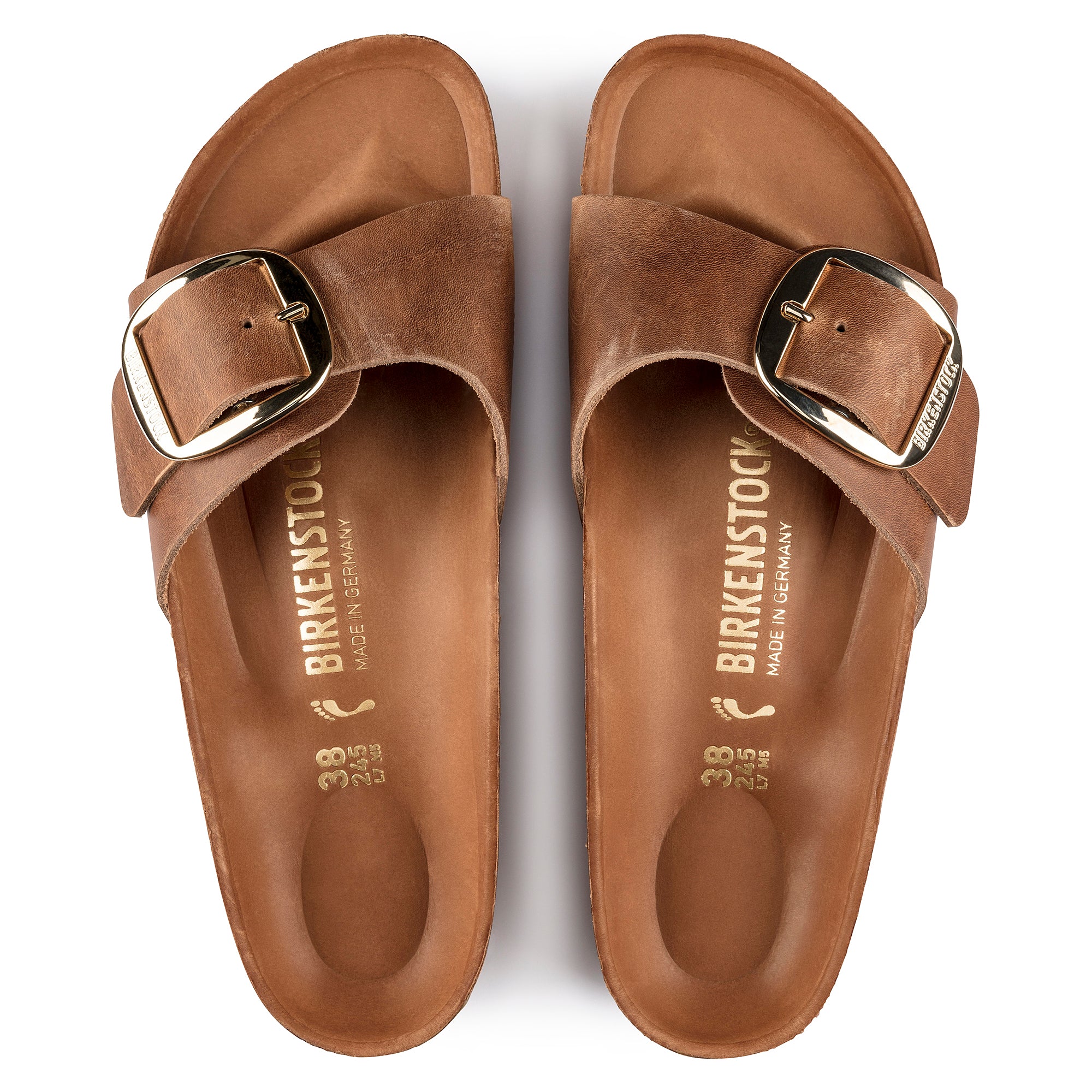 Birkenstock Madrid Big Buckle cognac oiled leather